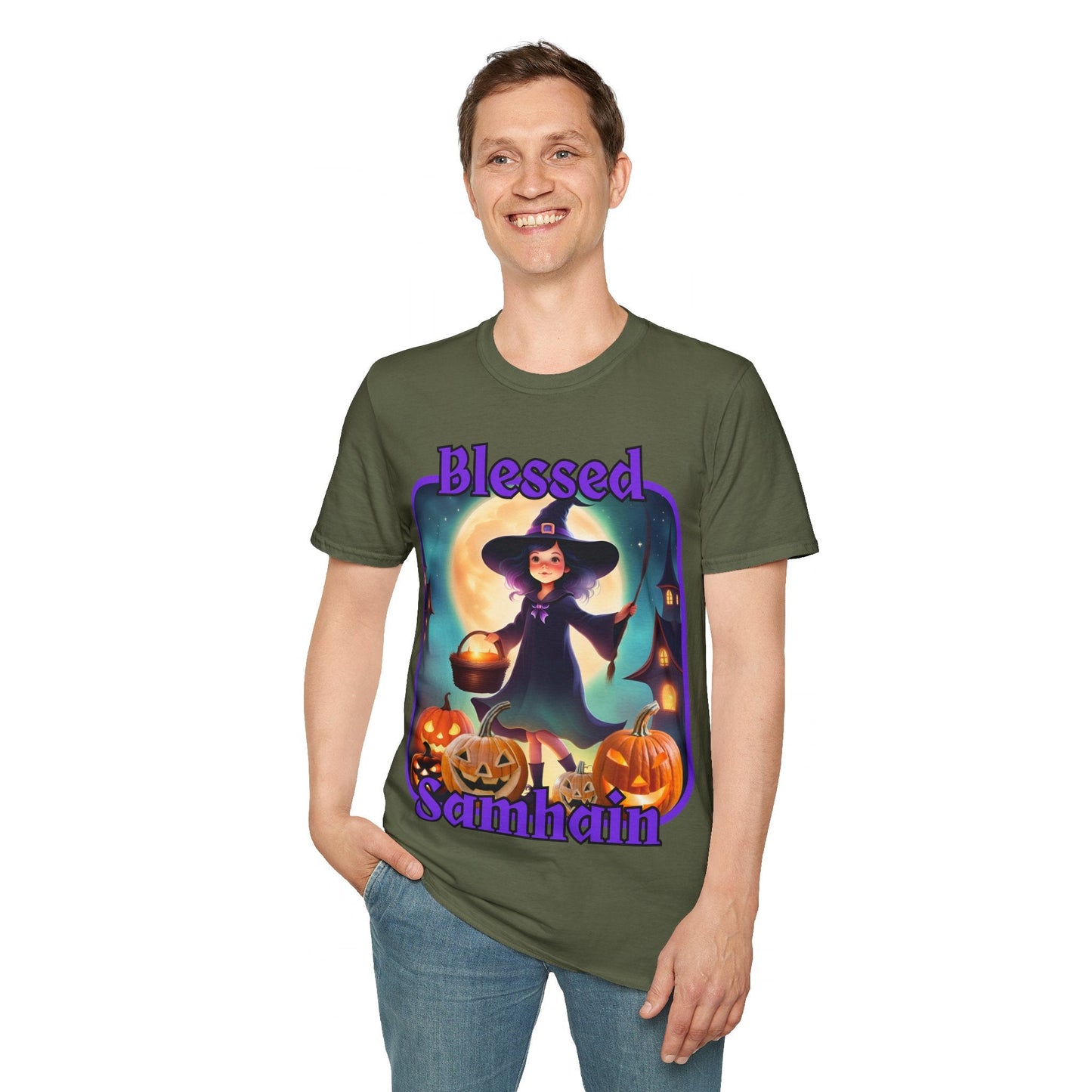 Blessed Samhain Little Witch PRfont DKcolors Unisex T-Shirt by cypherpunkgear – cypherpunkgear.com | Cypherpunk Merch