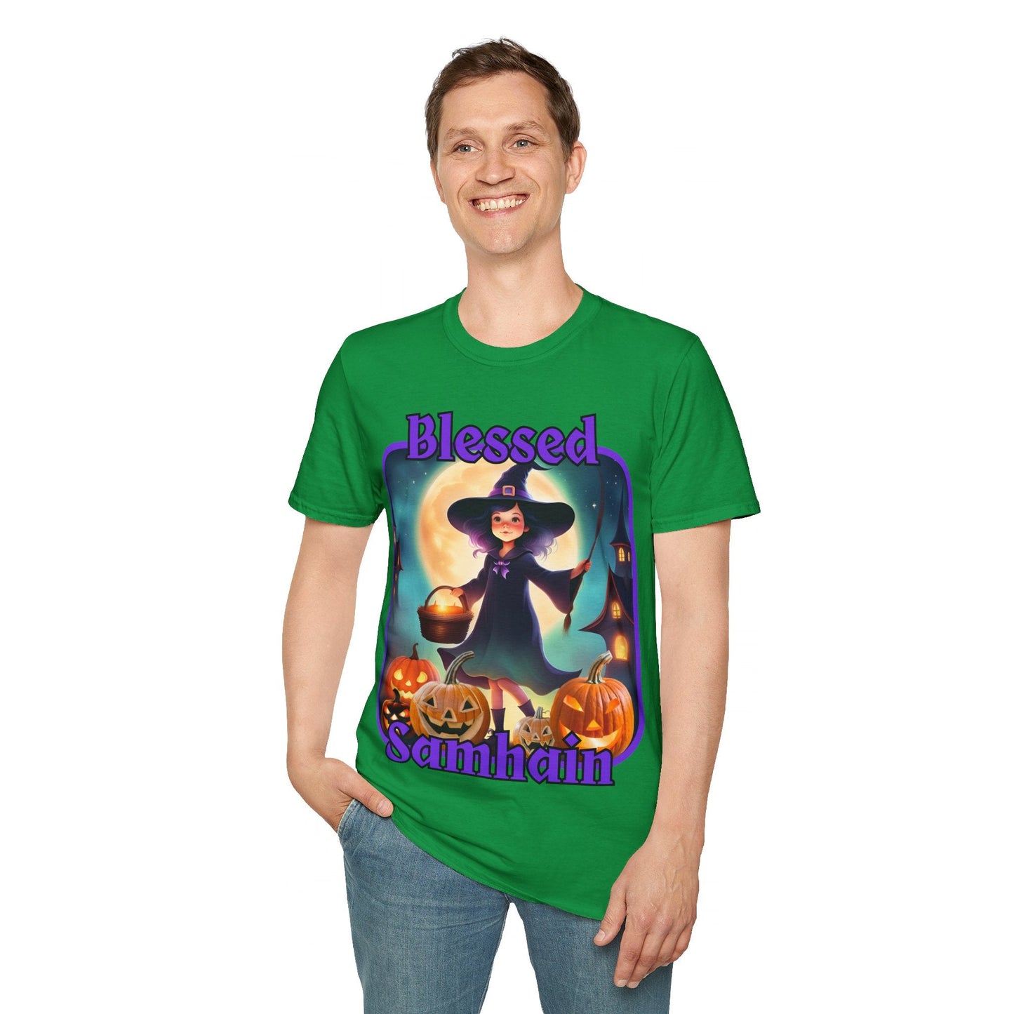 Blessed Samhain Little Witch PRfont DKcolors Unisex T-Shirt by cypherpunkgear – cypherpunkgear.com | Cypherpunk Merch