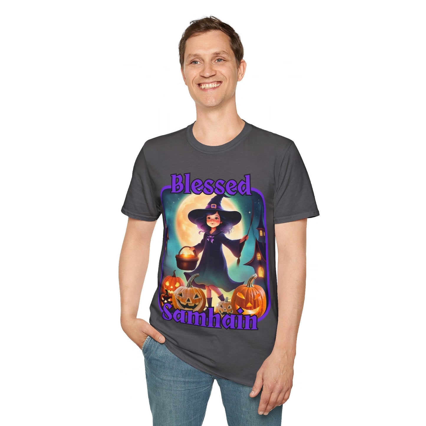 Blessed Samhain Little Witch PRfont DKcolors Unisex T-Shirt by cypherpunkgear – cypherpunkgear.com | Cypherpunk Merch