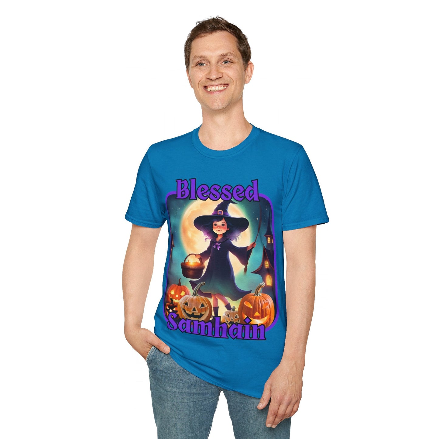 Blessed Samhain Little Witch PRfont DKcolors Unisex T-Shirt by cypherpunkgear – cypherpunkgear.com | Cypherpunk Merch