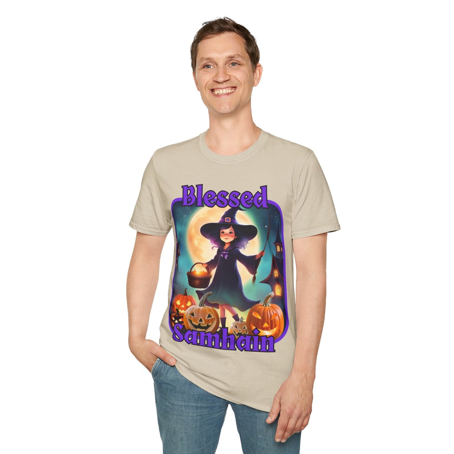 Blessed Samhain Little Witch PRfont LTcolors Unisex T-Shirt by cypherpunkgear – cypherpunkgear.com | Cypherpunk Merch
