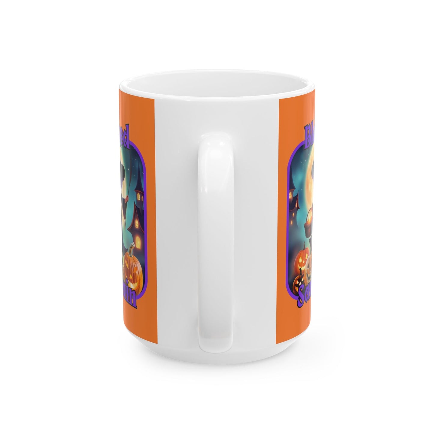 Blessed Samhain Little Witch PRfont Orange Mug by cypherpunkgear – cypherpunkgear.com | Cypherpunk Merch