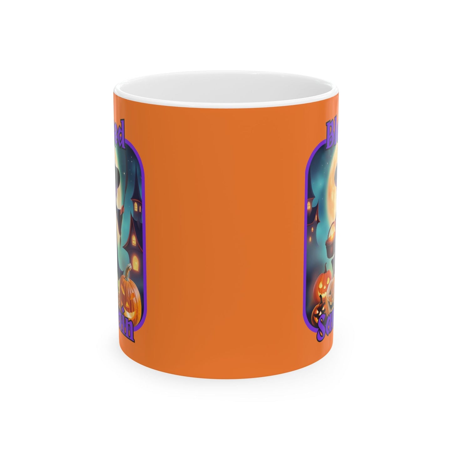 Blessed Samhain Little Witch PRfont Orange Mug by cypherpunkgear – cypherpunkgear.com | Cypherpunk Merch