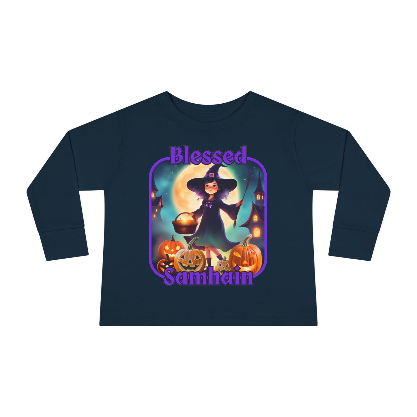 Blessed Samhain Little Witch PRfont Toddler Long Sleeve Tee by cypherpunkgear – cypherpunkgear.com | Cypherpunk Merch
