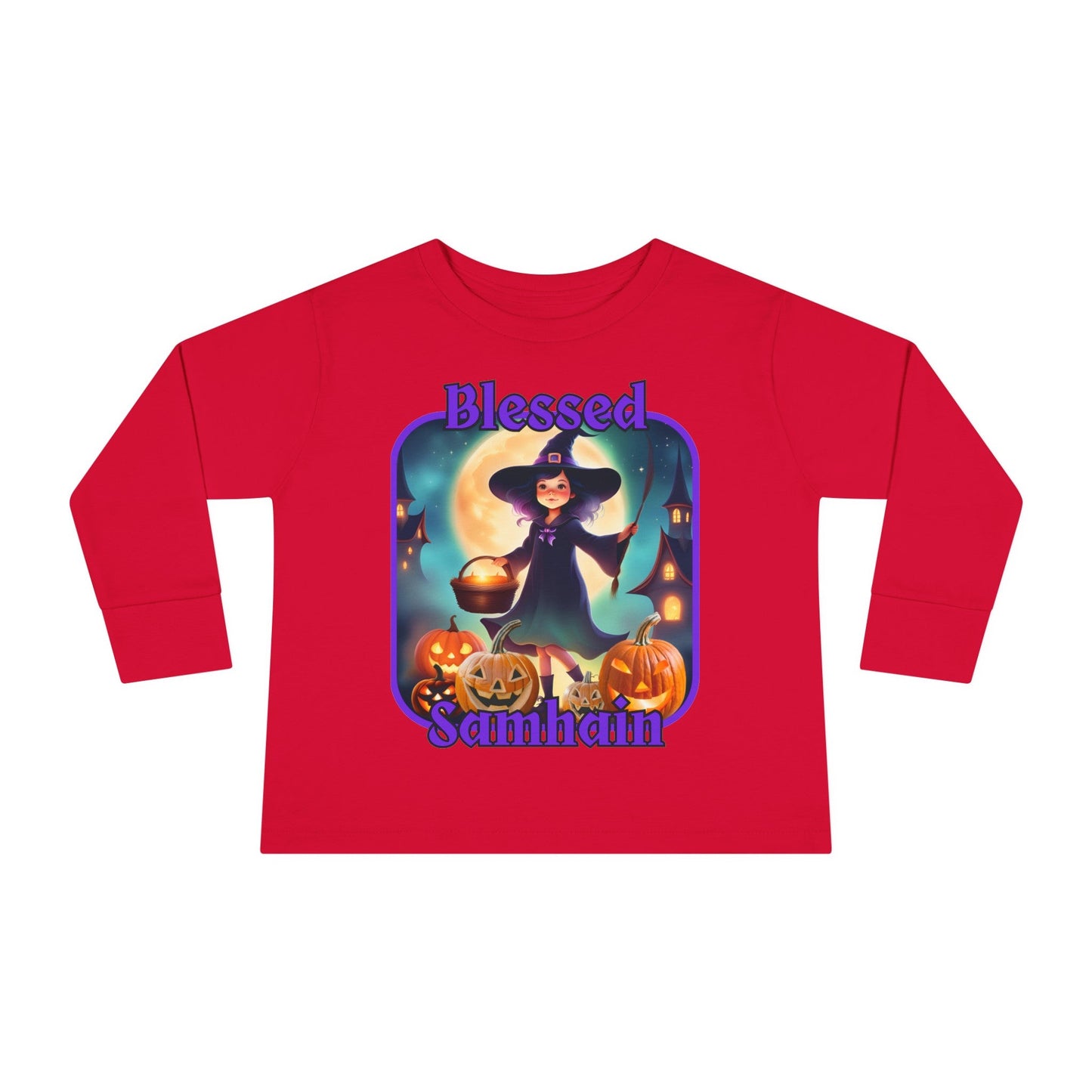 Blessed Samhain Little Witch PRfont Toddler Long Sleeve Tee by cypherpunkgear – cypherpunkgear.com | Cypherpunk Merch