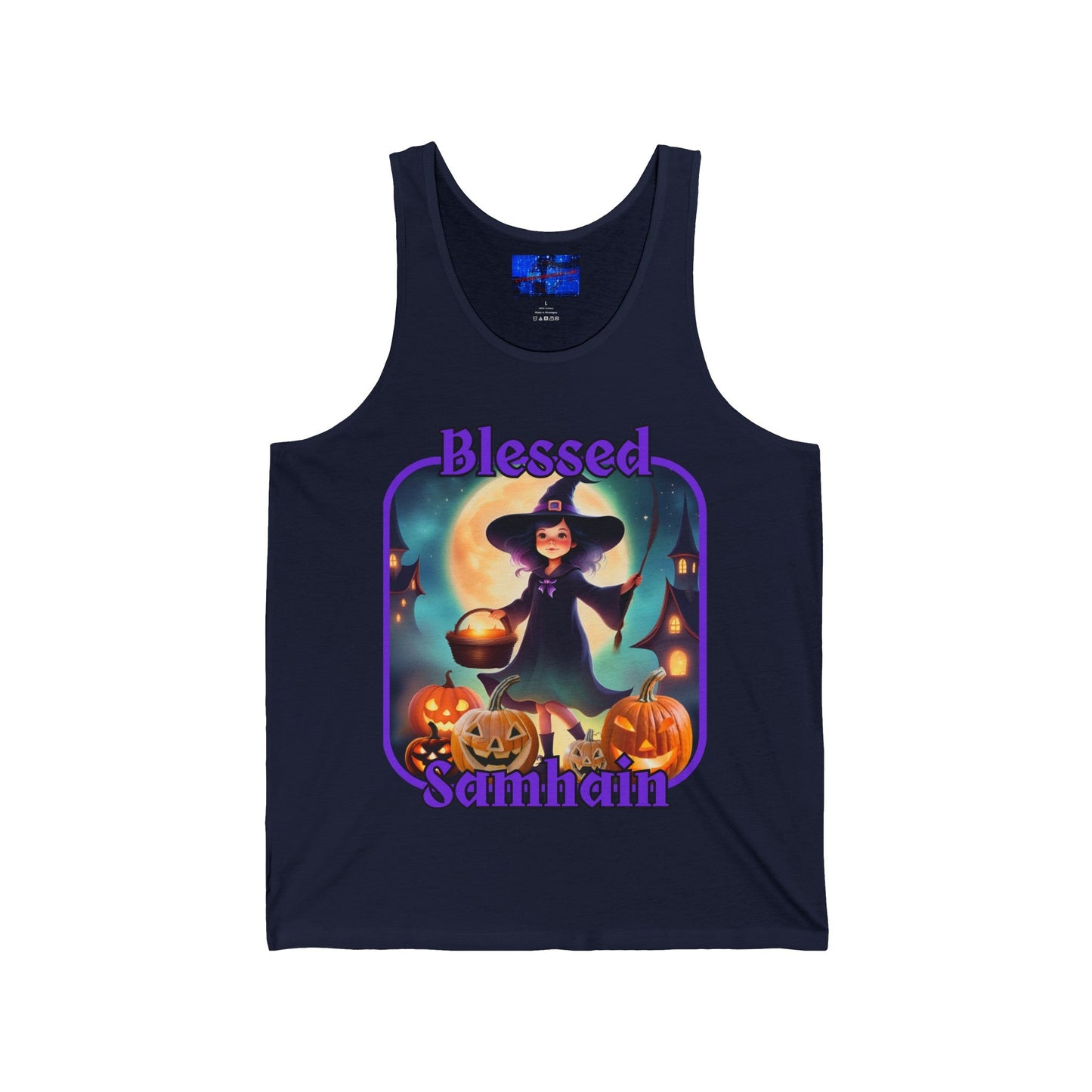 Blessed Samhain Little Witch PRfont Unisex Jersey Tank Top by cypherpunkgear – cypherpunkgear.com | Cypherpunk Merch