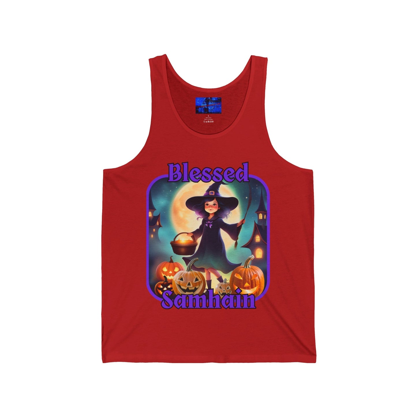 Blessed Samhain Little Witch PRfont Unisex Jersey Tank Top by cypherpunkgear – cypherpunkgear.com | Cypherpunk Merch