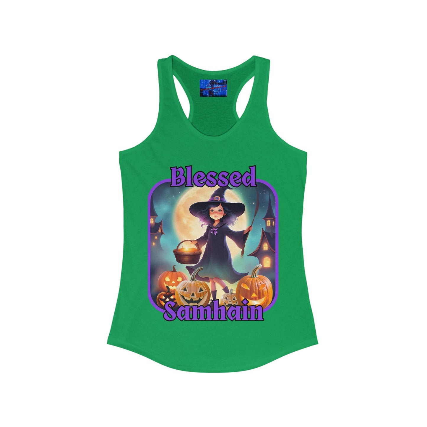 Blessed Samhain Little Witch PRfont Women's Racerback Tank Top by cypherpunkgear – cypherpunkgear.com | Cypherpunk Merch