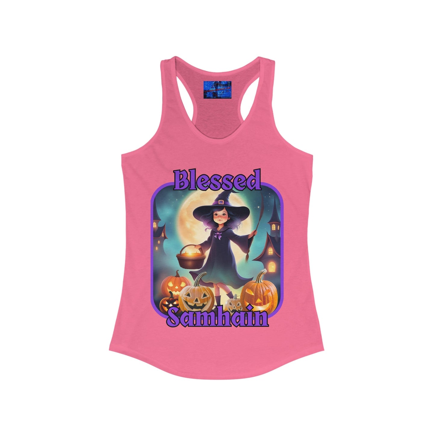 Blessed Samhain Little Witch PRfont Women's Racerback Tank Top by cypherpunkgear – cypherpunkgear.com | Cypherpunk Merch
