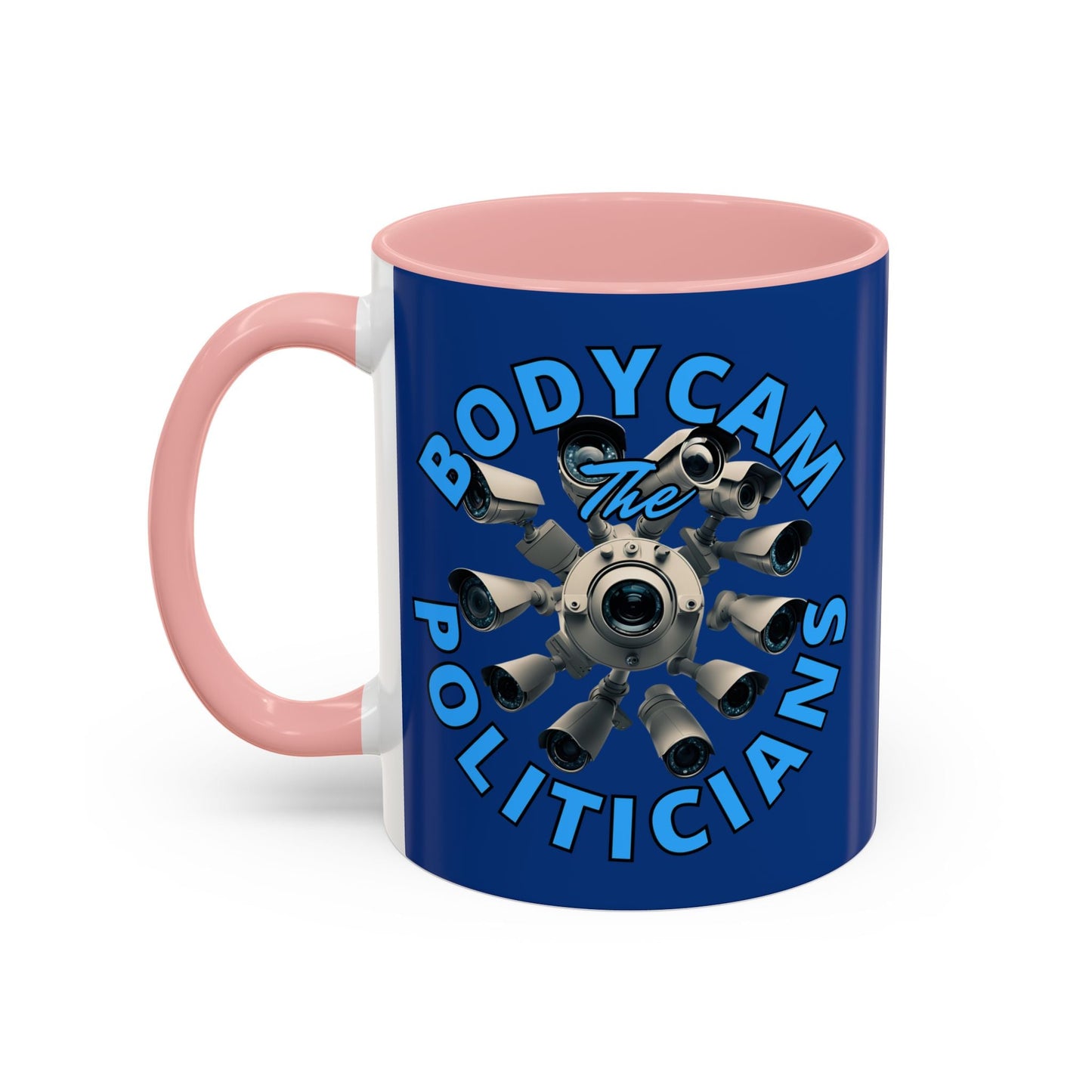 Bodycam the Politicians Cameras Blue Accent Mug by cypherpunkgear.com – cypherpunkgear.com | Cypherpunk Merch
