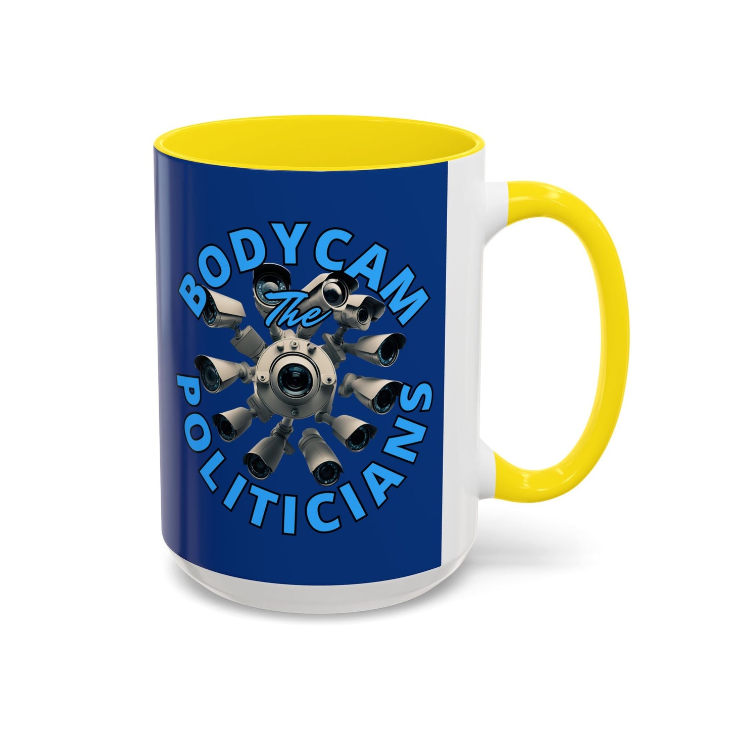 Bodycam the Politicians Cameras Blue Accent Mug by cypherpunkgear.com – cypherpunkgear.com | Cypherpunk Merch