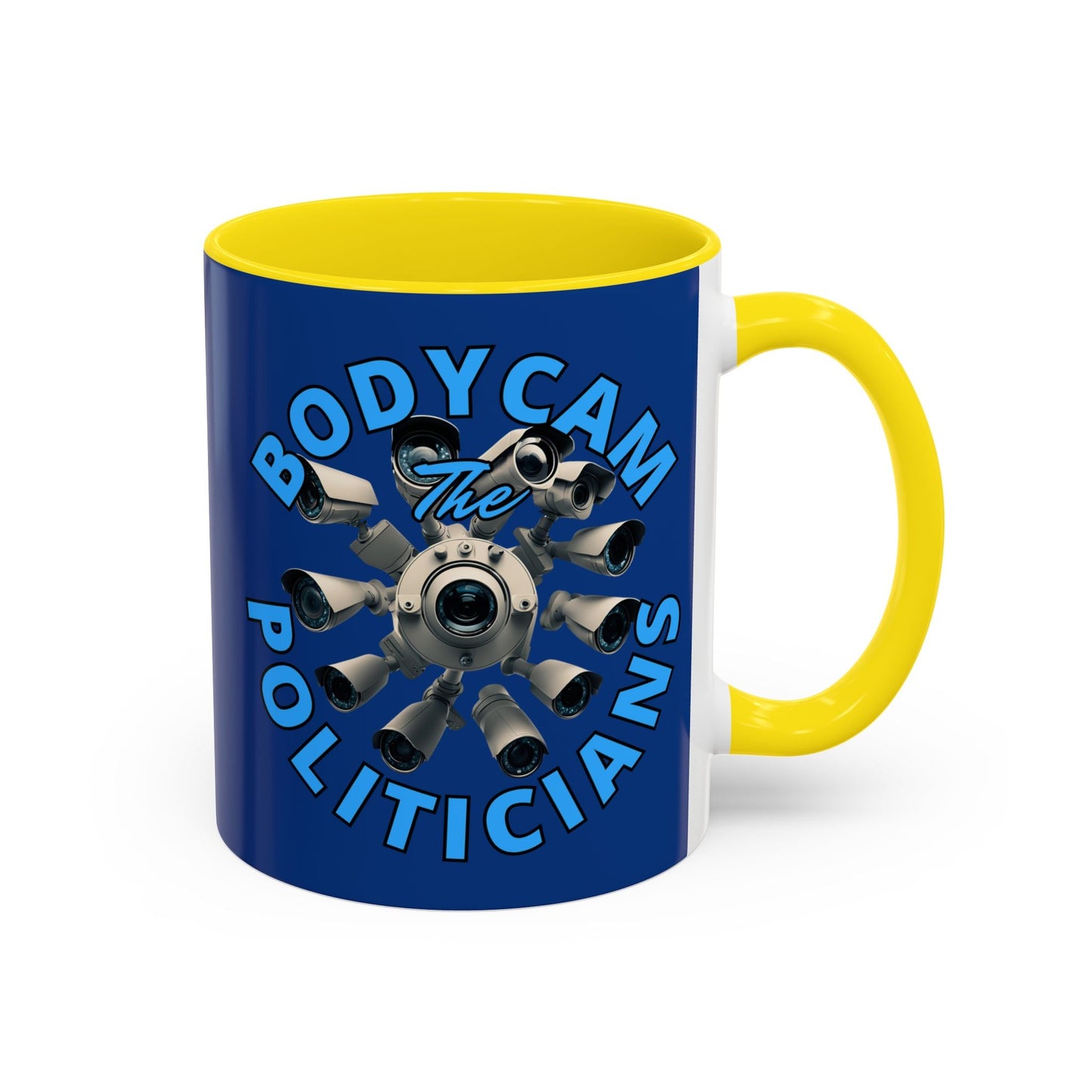 Bodycam the Politicians Cameras Blue Accent Mug by cypherpunkgear.com – cypherpunkgear.com | Cypherpunk Merch