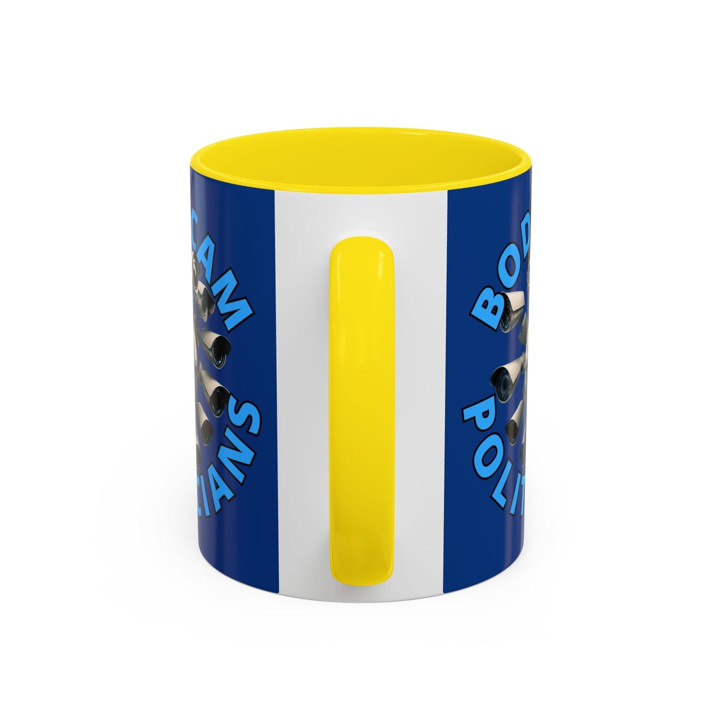 Bodycam the Politicians Cameras Blue Accent Mug by cypherpunkgear.com – cypherpunkgear.com | Cypherpunk Merch