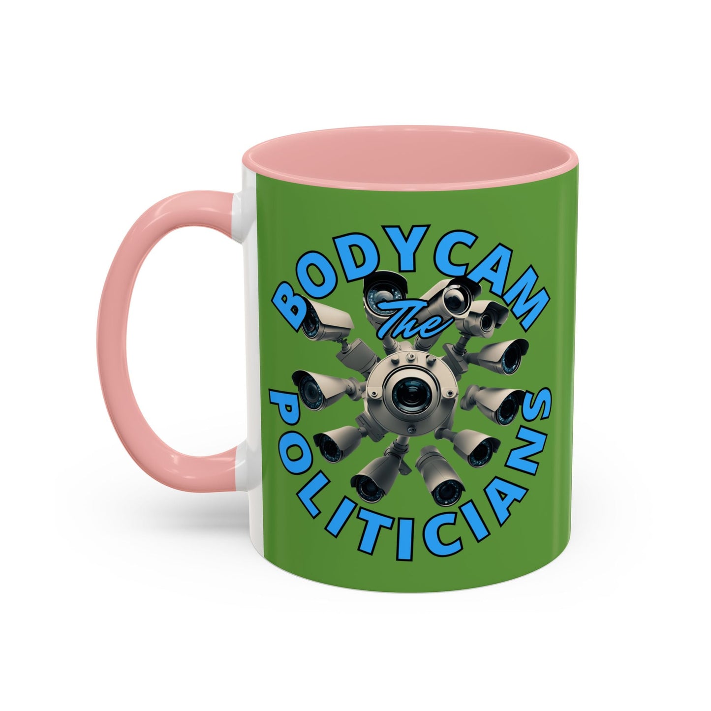 Bodycam the Politicians Cameras Green Accent Mug by cypherpunkgear.com – cypherpunkgear.com | Cypherpunk Merch