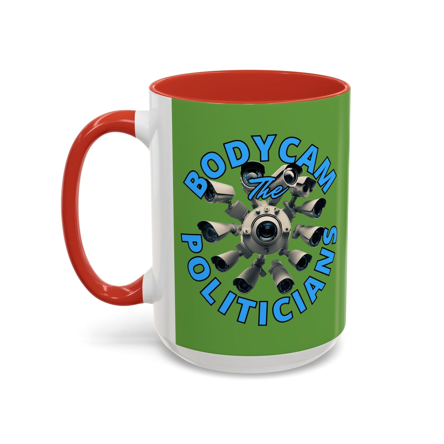 Bodycam the Politicians Cameras Green Accent Mug by cypherpunkgear.com – cypherpunkgear.com | Cypherpunk Merch