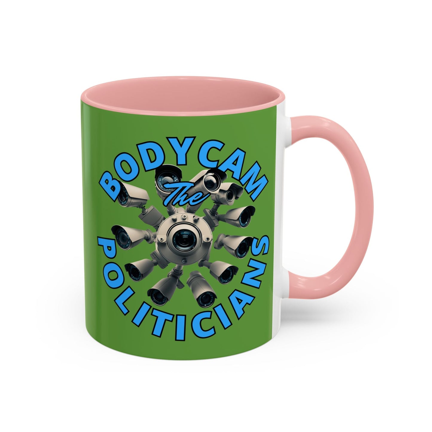 Bodycam the Politicians Cameras Green Accent Mug by cypherpunkgear.com – cypherpunkgear.com | Cypherpunk Merch