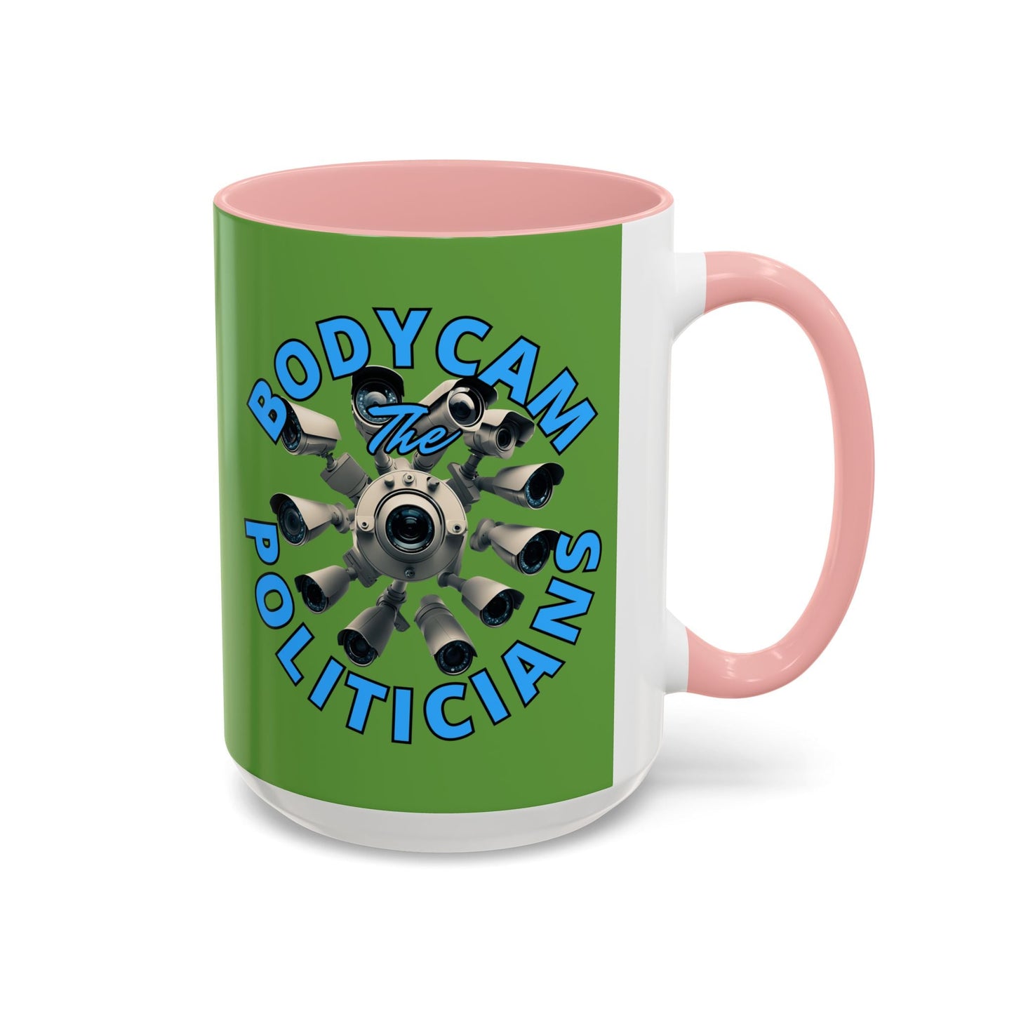 Bodycam the Politicians Cameras Green Accent Mug by cypherpunkgear.com – cypherpunkgear.com | Cypherpunk Merch