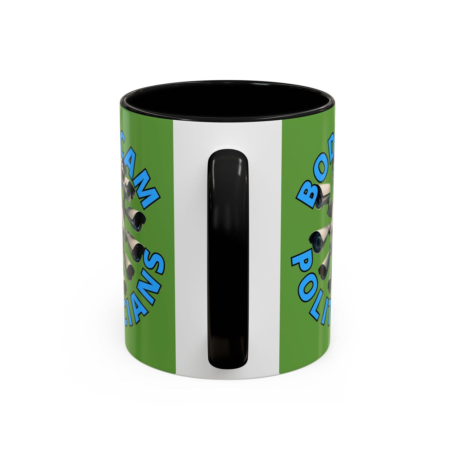 Bodycam the Politicians Cameras Green Accent Mug by cypherpunkgear.com – cypherpunkgear.com | Cypherpunk Merch