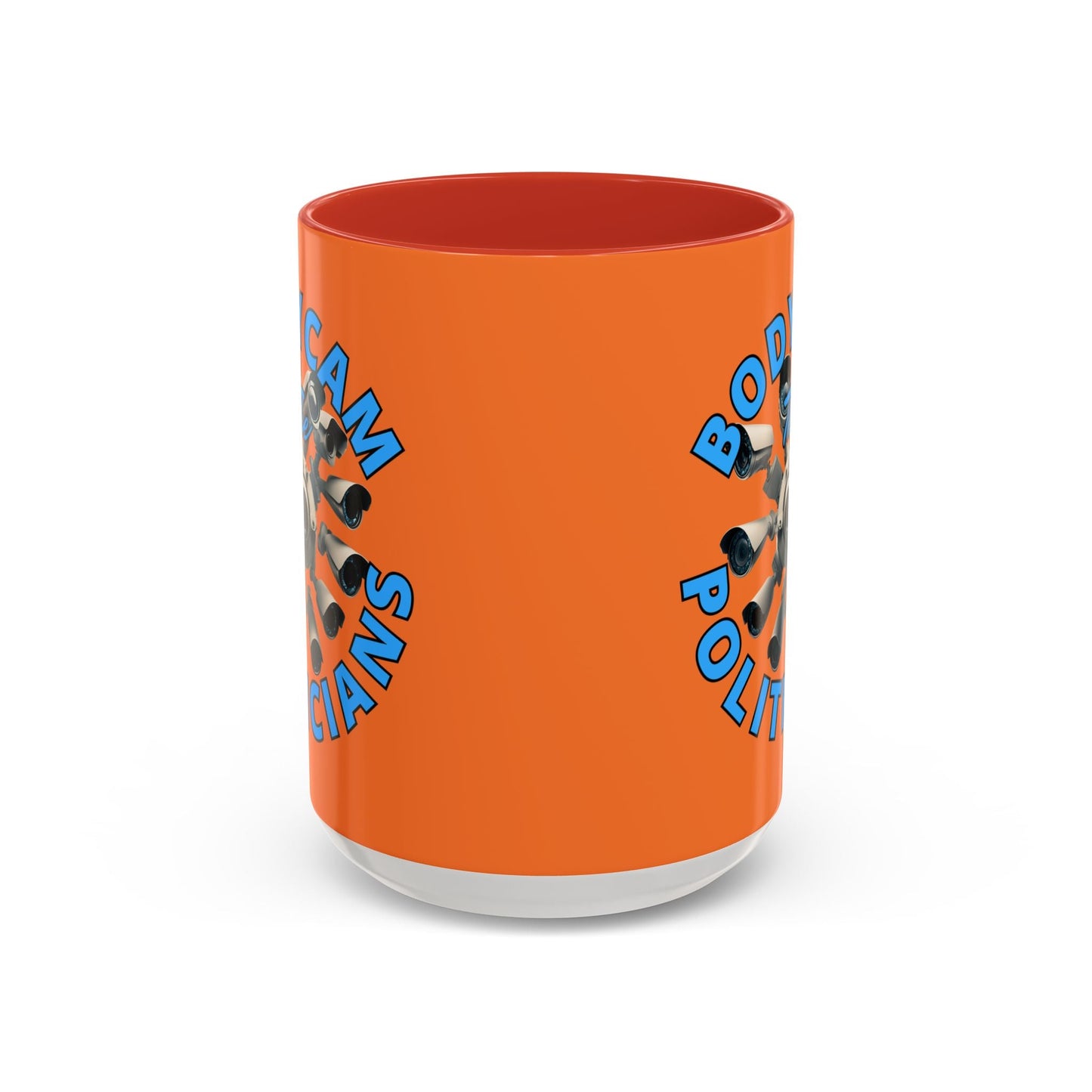 Bodycam the Politicians Cameras Orange Accent Mug by cypherpunkgear.com – cypherpunkgear.com | Cypherpunk Merch