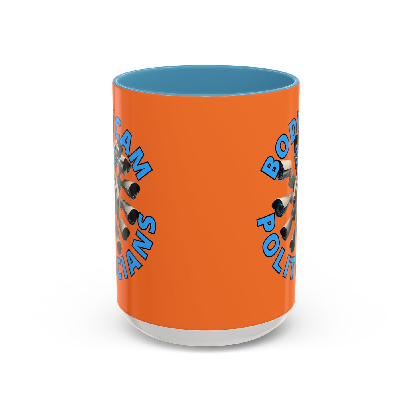 Bodycam the Politicians Cameras Orange Accent Mug by cypherpunkgear.com – cypherpunkgear.com | Cypherpunk Merch