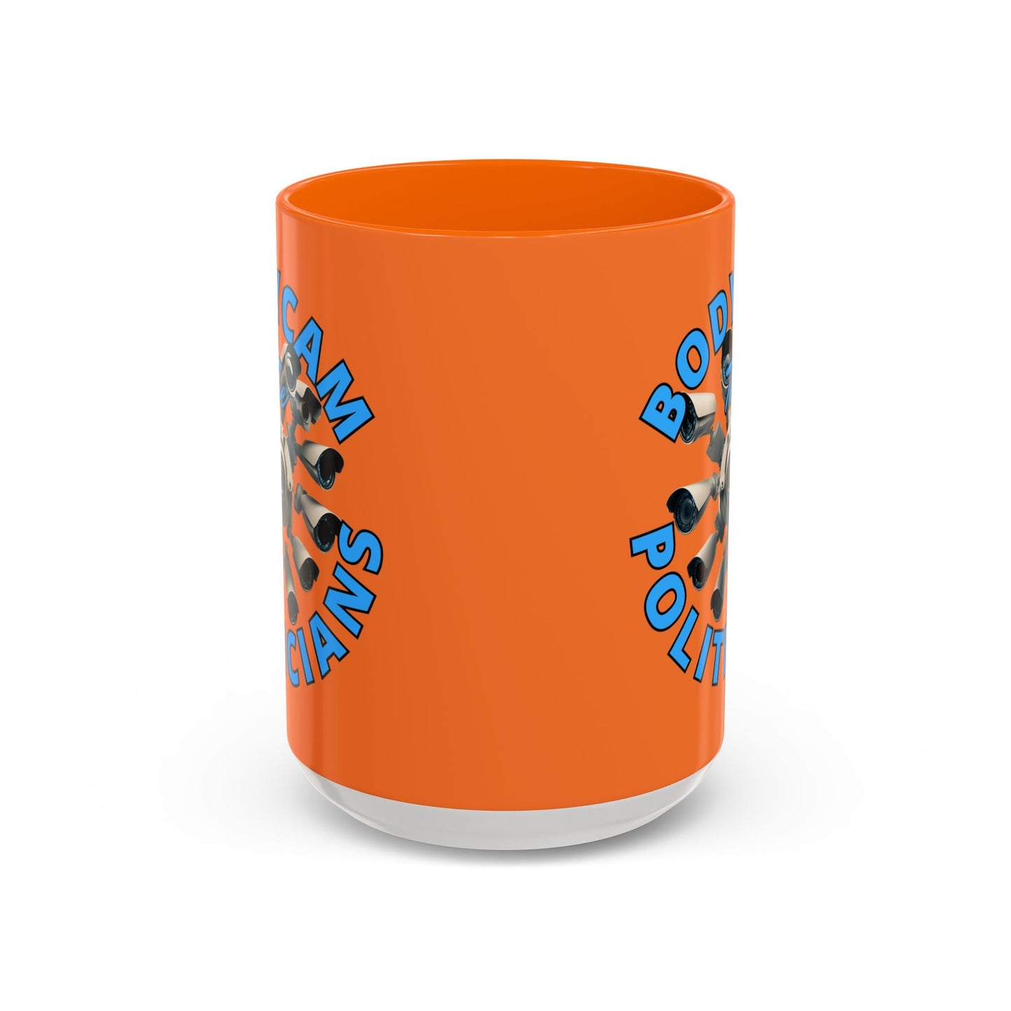 Bodycam the Politicians Cameras Orange Accent Mug by cypherpunkgear.com – cypherpunkgear.com | Cypherpunk Merch