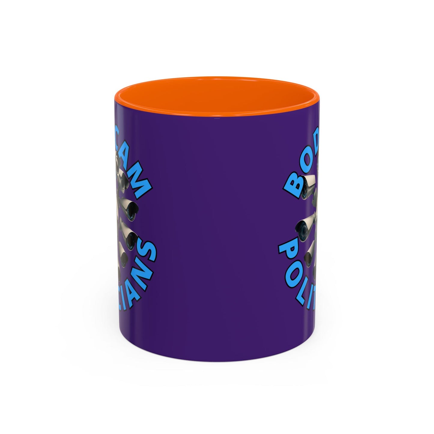 Bodycam the Politicians Cameras Purple Accent Mug by cypherpunkgear.com – cypherpunkgear.com | Cypherpunk Merch