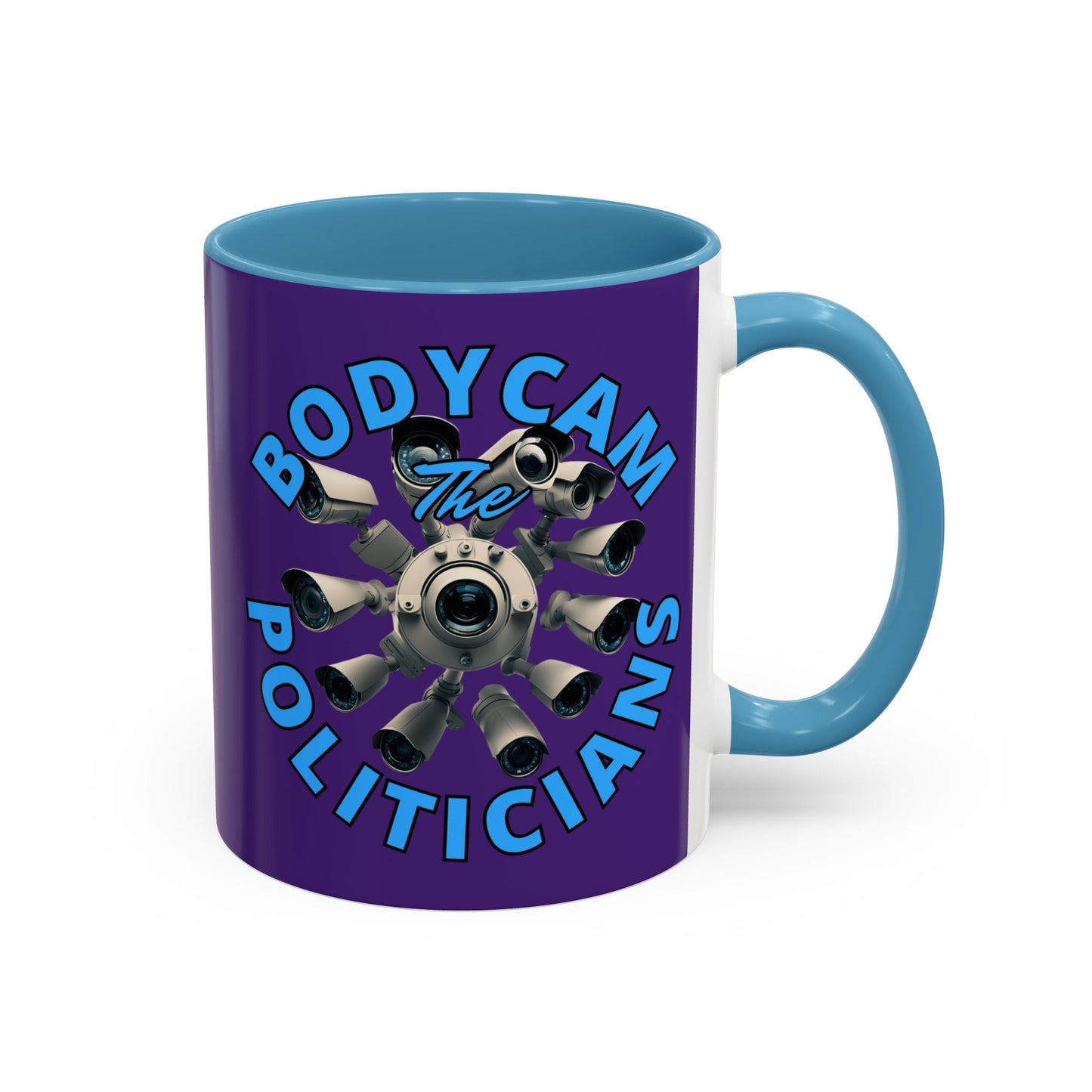Bodycam the Politicians Cameras Purple Accent Mug by cypherpunkgear.com – cypherpunkgear.com | Cypherpunk Merch