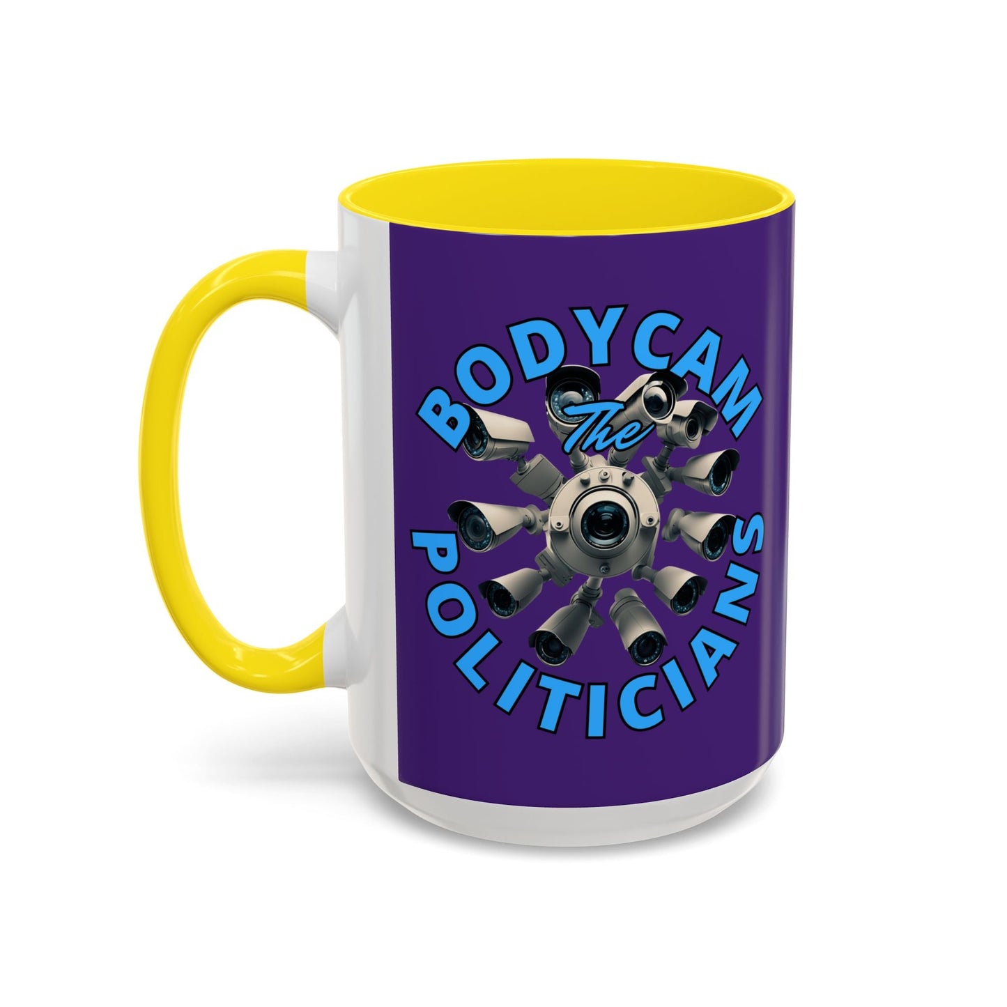 Bodycam the Politicians Cameras Purple Accent Mug by cypherpunkgear.com – cypherpunkgear.com | Cypherpunk Merch