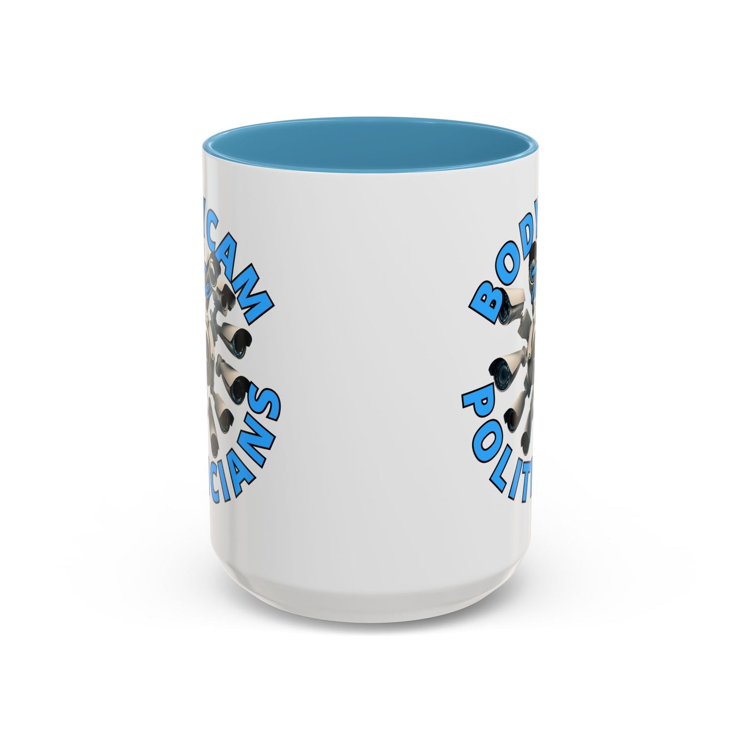 Bodycam the Politicians Cameras White Accent Mug by cypherpunkgear.com – cypherpunkgear.com | Cypherpunk Merch