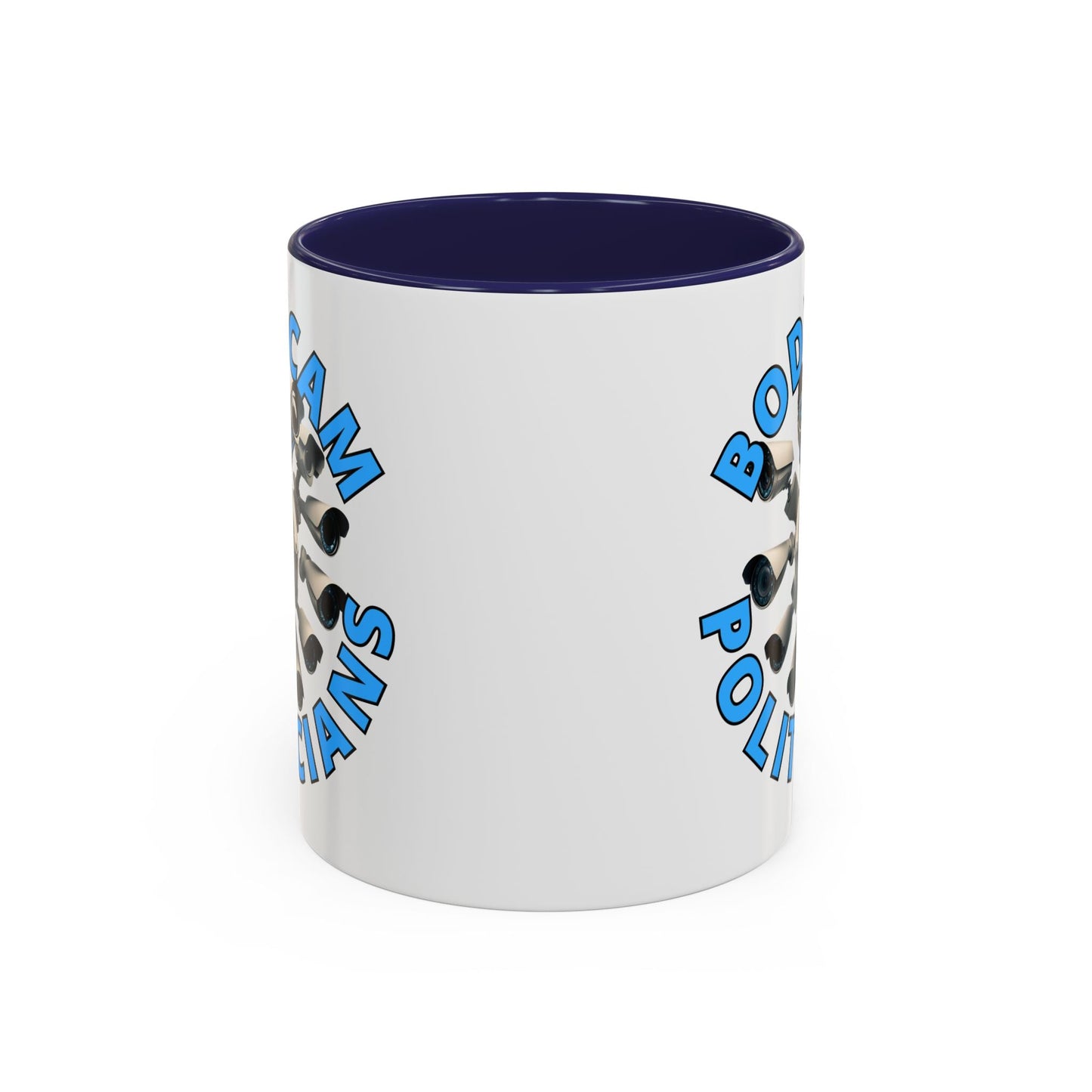 Bodycam the Politicians Cameras White Accent Mug by cypherpunkgear.com – cypherpunkgear.com | Cypherpunk Merch