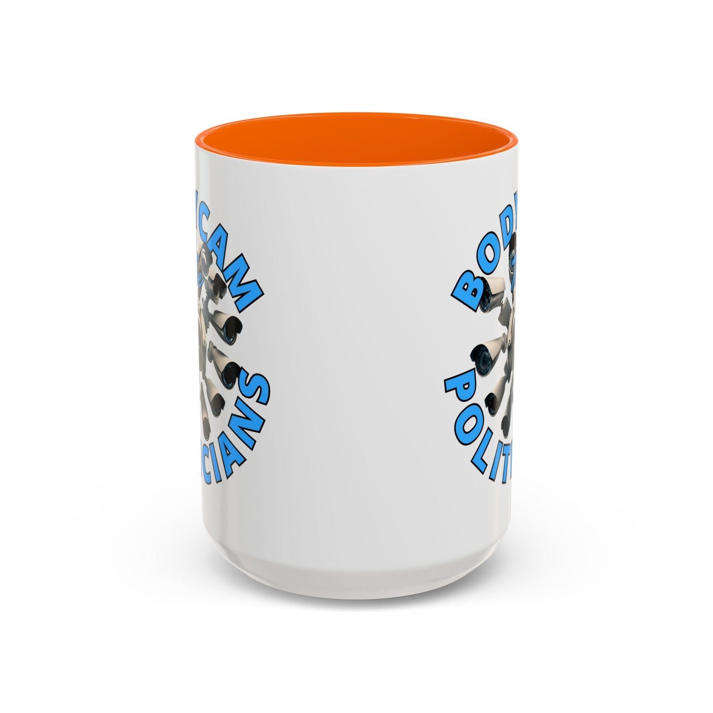 Bodycam the Politicians Cameras White Accent Mug by cypherpunkgear.com – cypherpunkgear.com | Cypherpunk Merch