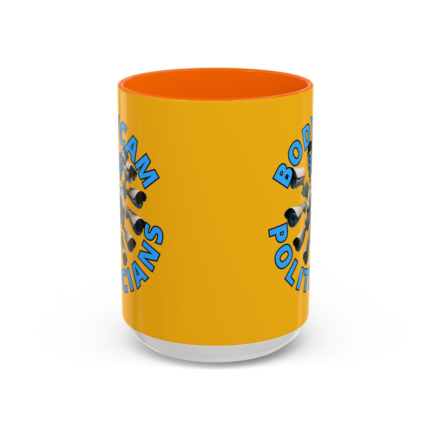 Bodycam the Politicians Cameras Yellow Accent Mug by cypherpunkgear.com – cypherpunkgear.com | Cypherpunk Merch