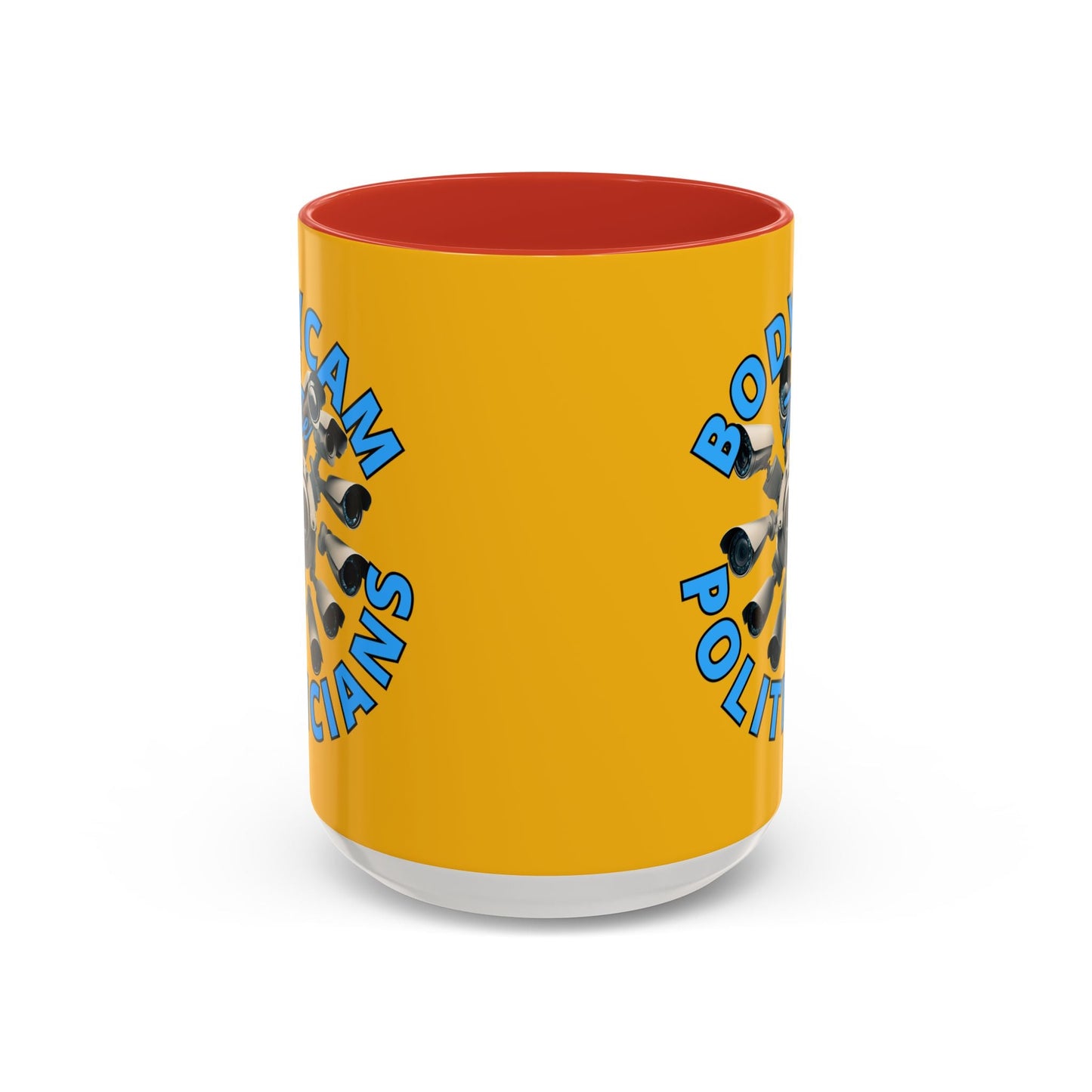 Bodycam the Politicians Cameras Yellow Accent Mug by cypherpunkgear.com – cypherpunkgear.com | Cypherpunk Merch