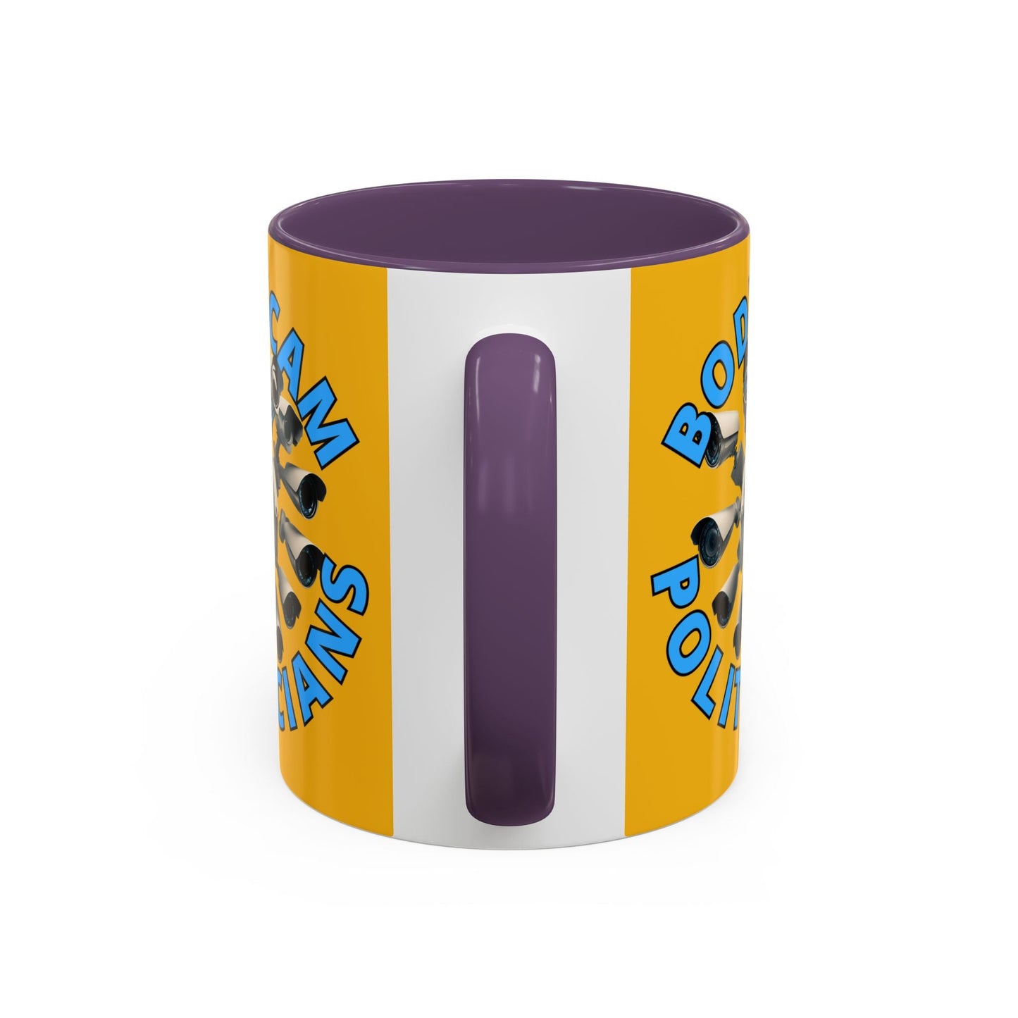 Bodycam the Politicians Cameras Yellow Accent Mug by cypherpunkgear.com – cypherpunkgear.com | Cypherpunk Merch