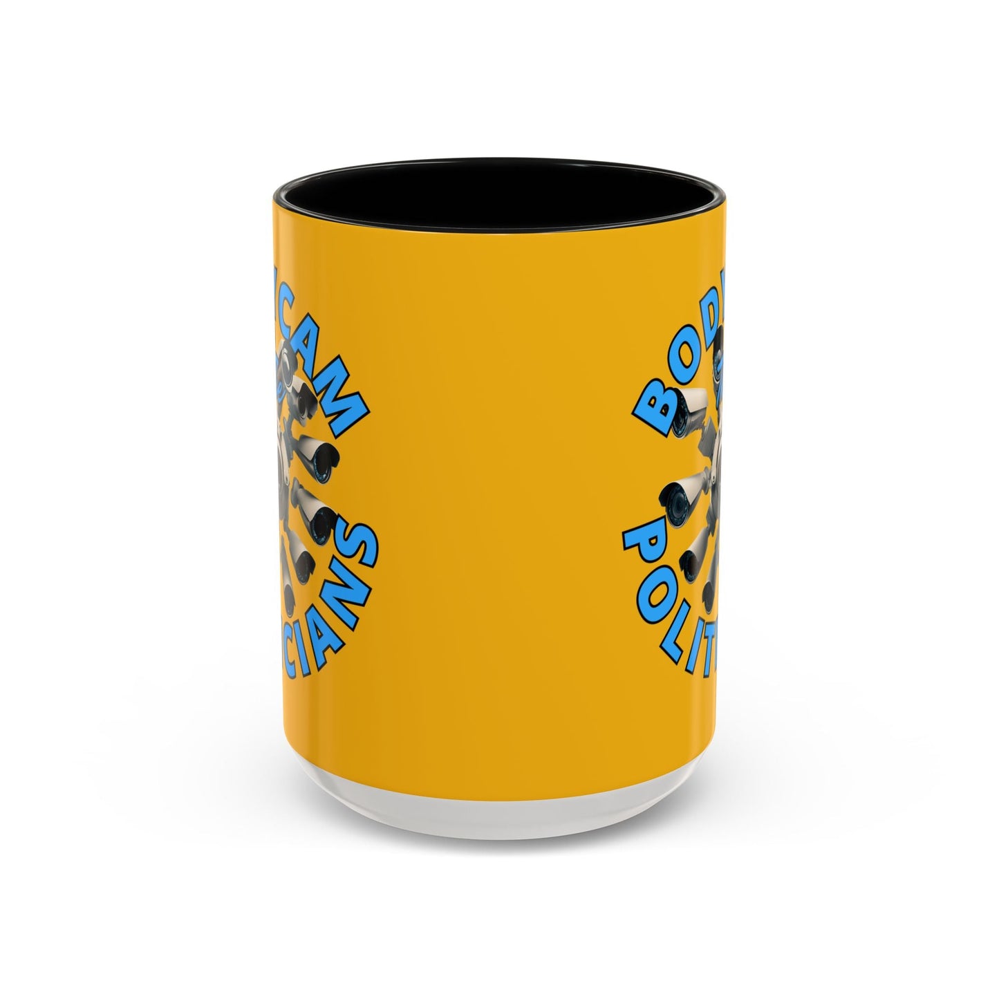 Bodycam the Politicians Cameras Yellow Accent Mug by cypherpunkgear.com – cypherpunkgear.com | Cypherpunk Merch