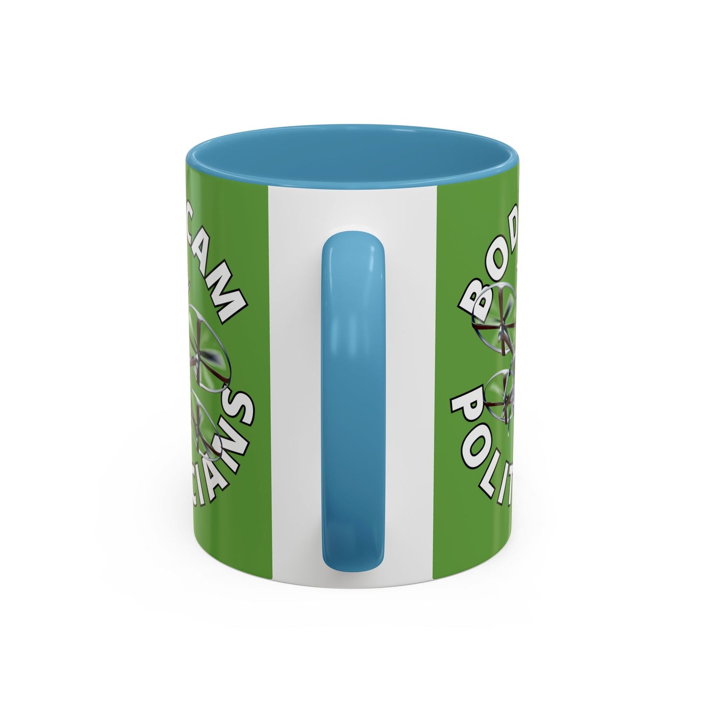 Bodycam the Politicians Drone Green Accent Mug by cypherpunkgear.com – cypherpunkgear.com | Cypherpunk Merch