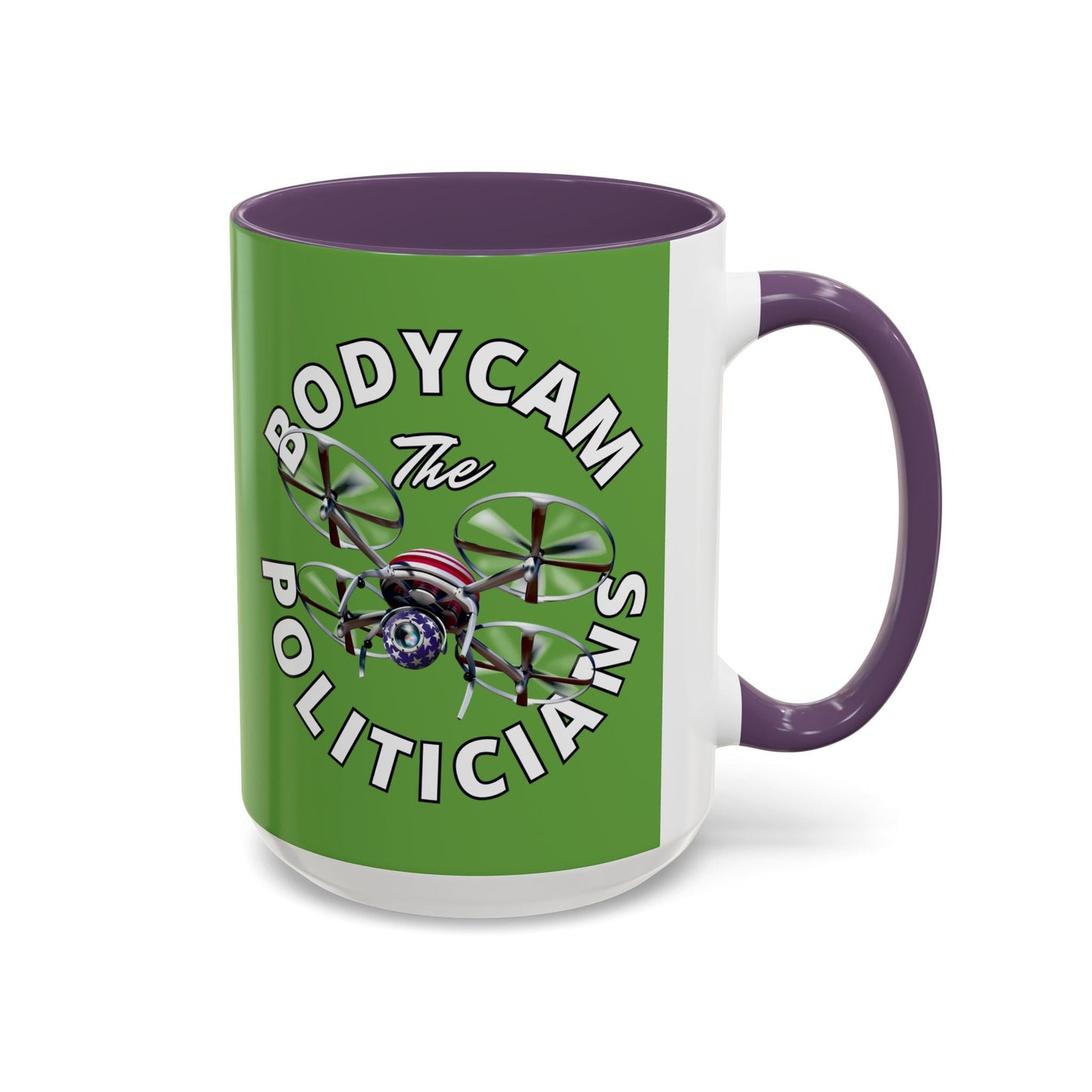 Bodycam the Politicians Drone Green Accent Mug by cypherpunkgear.com – cypherpunkgear.com | Cypherpunk Merch