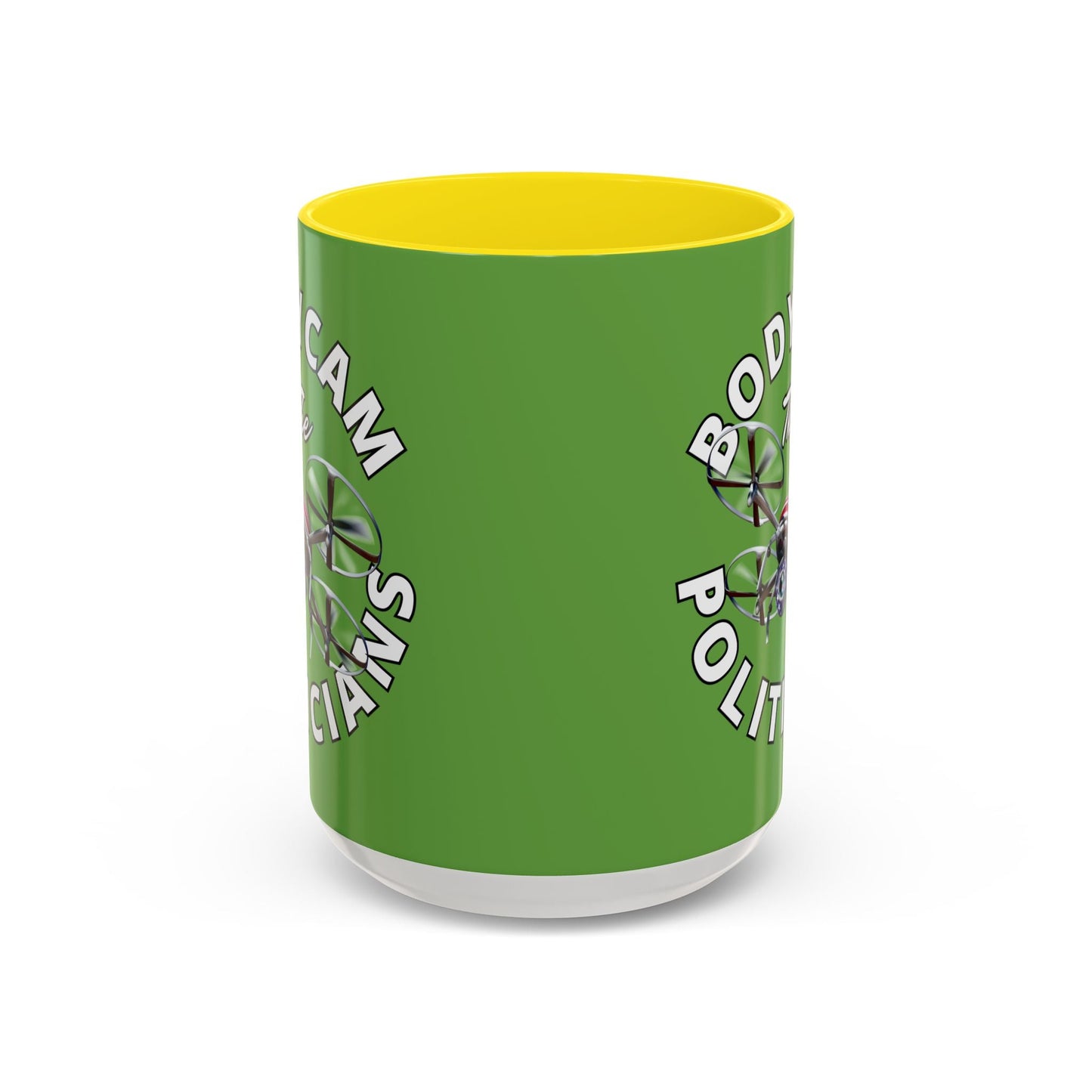 Bodycam the Politicians Drone Green Accent Mug by cypherpunkgear.com – cypherpunkgear.com | Cypherpunk Merch