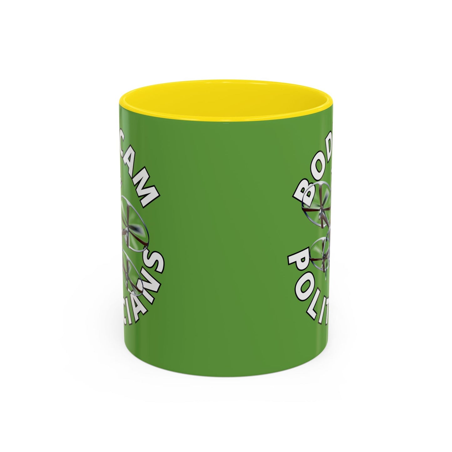 Bodycam the Politicians Drone Green Accent Mug by cypherpunkgear.com – cypherpunkgear.com | Cypherpunk Merch