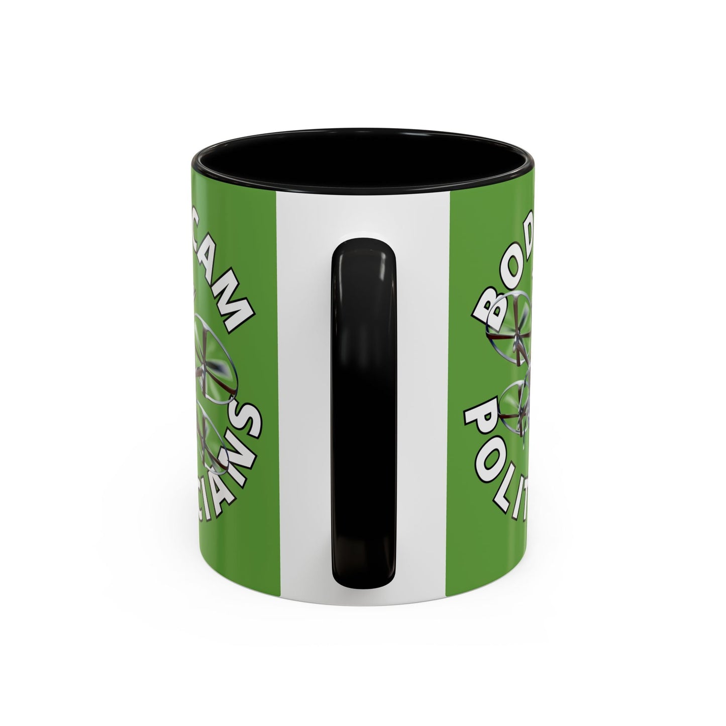 Bodycam the Politicians Drone Green Accent Mug by cypherpunkgear.com – cypherpunkgear.com | Cypherpunk Merch