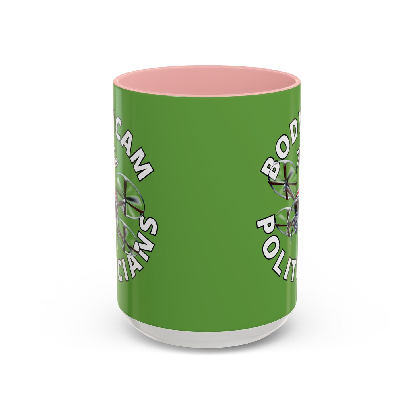 Bodycam the Politicians Drone Green Accent Mug by cypherpunkgear.com – cypherpunkgear.com | Cypherpunk Merch