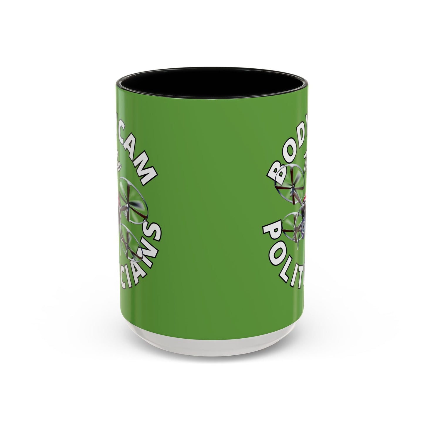 Bodycam the Politicians Drone Green Accent Mug by cypherpunkgear.com – cypherpunkgear.com | Cypherpunk Merch