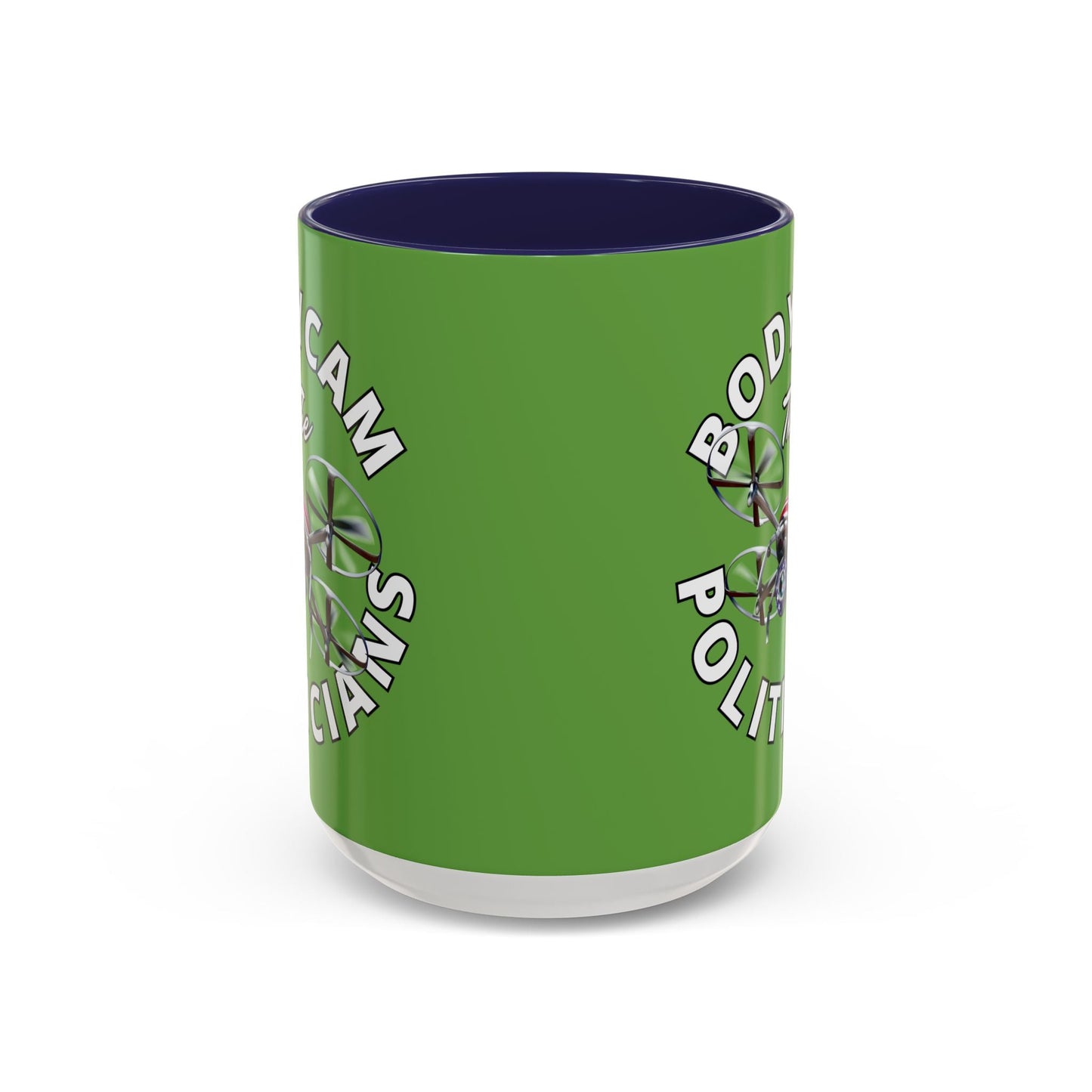 Bodycam the Politicians Drone Green Accent Mug by cypherpunkgear.com – cypherpunkgear.com | Cypherpunk Merch