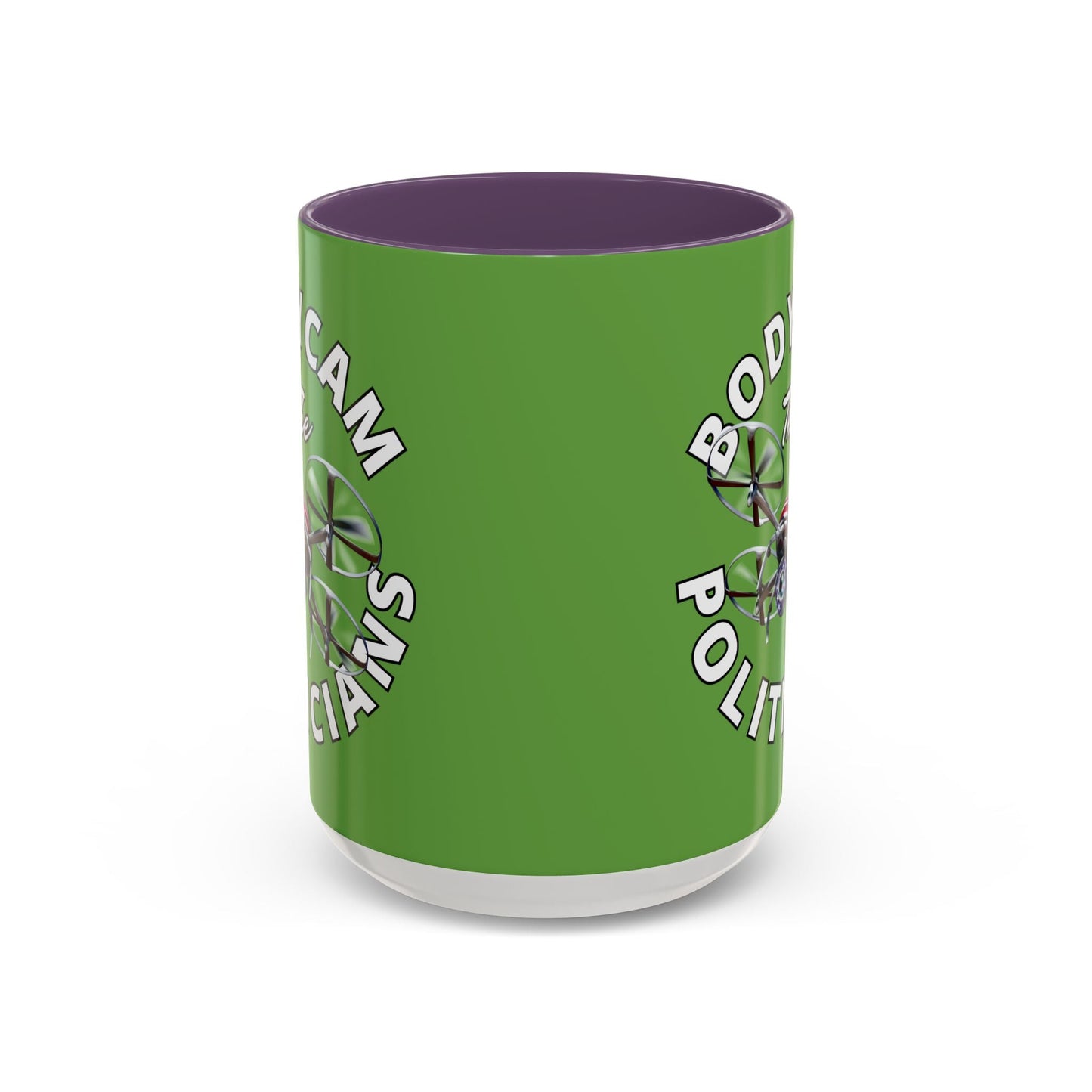 Bodycam the Politicians Drone Green Accent Mug by cypherpunkgear.com – cypherpunkgear.com | Cypherpunk Merch