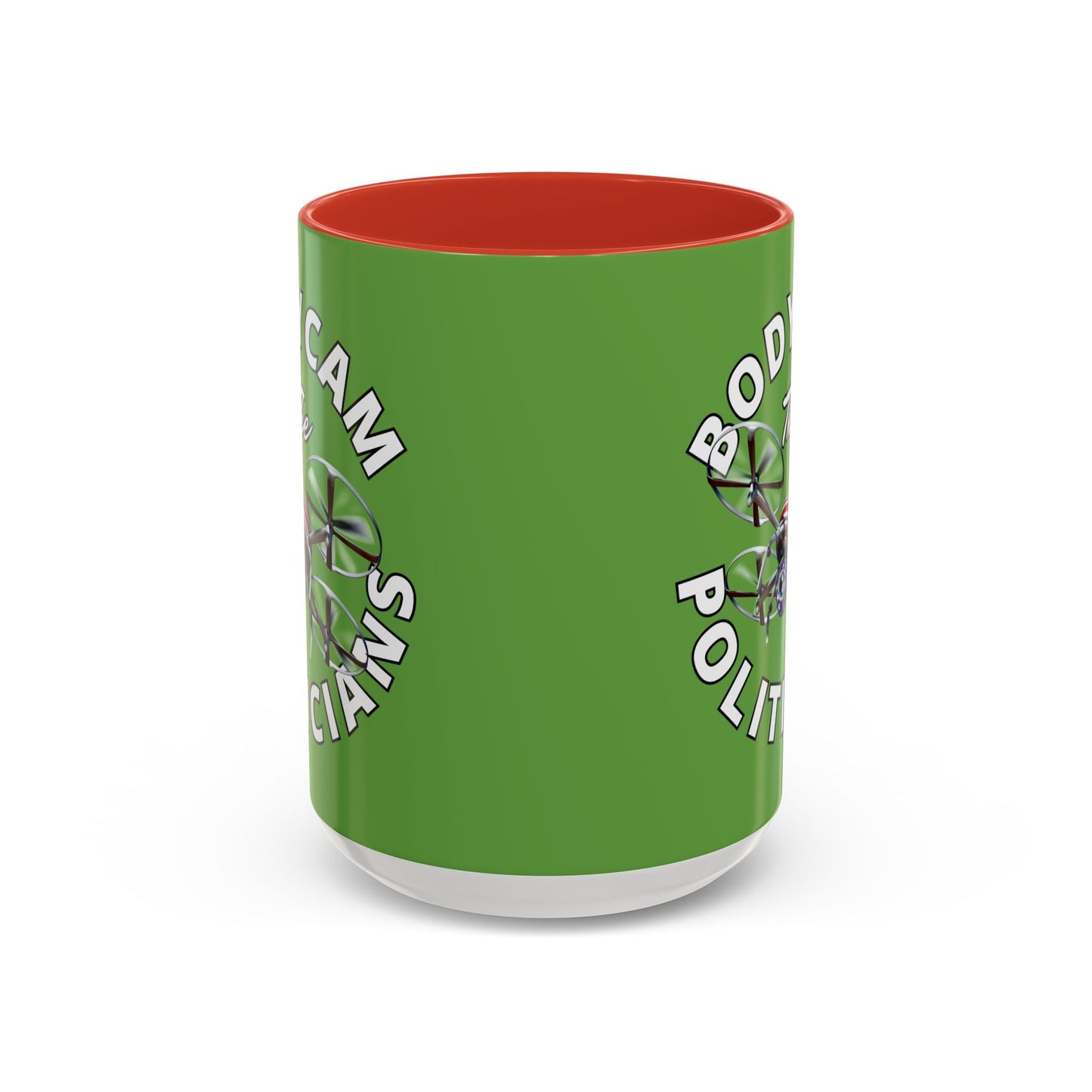 Bodycam the Politicians Drone Green Accent Mug by cypherpunkgear.com – cypherpunkgear.com | Cypherpunk Merch