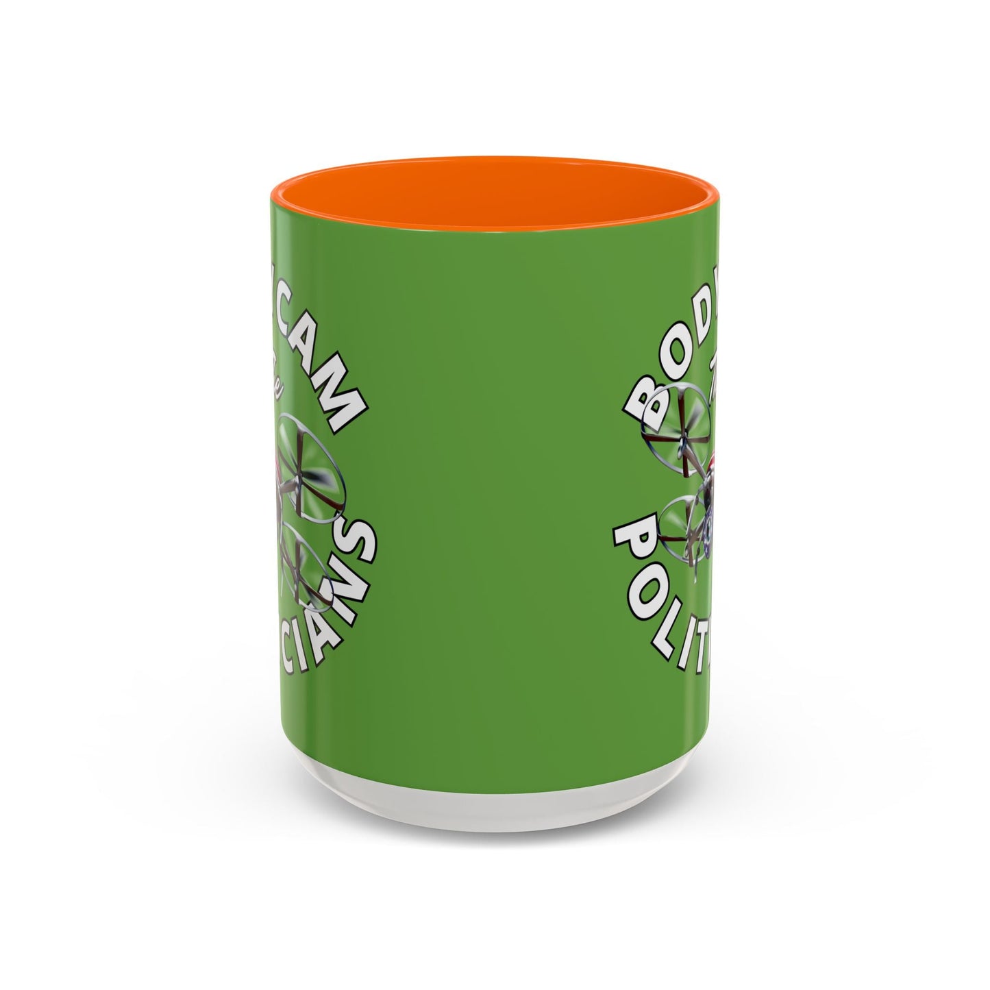 Bodycam the Politicians Drone Green Accent Mug by cypherpunkgear.com – cypherpunkgear.com | Cypherpunk Merch