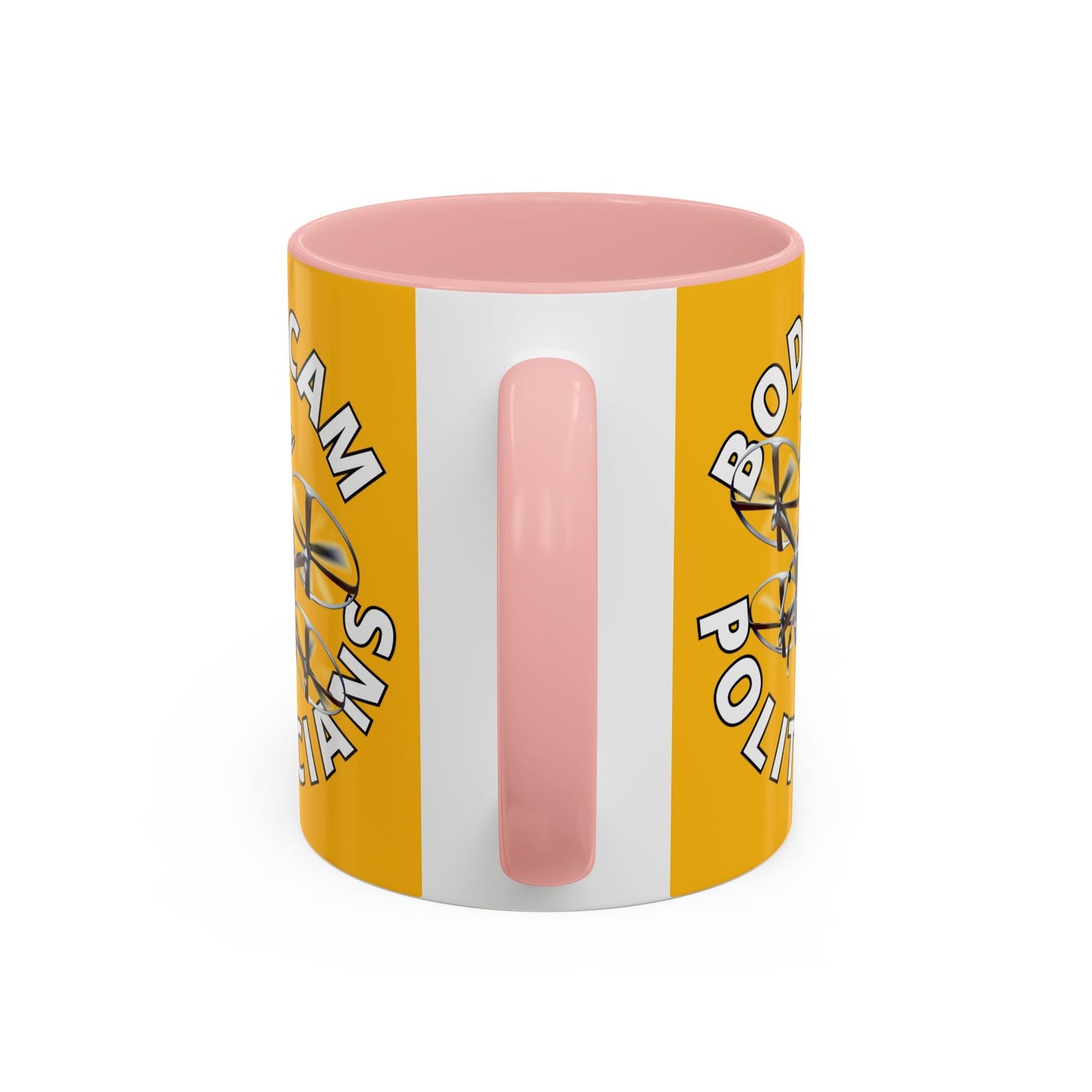 Bodycam the Politicians Drone Yellow Accent Mug by cypherpunkgear.com – cypherpunkgear.com | Cypherpunk Merch