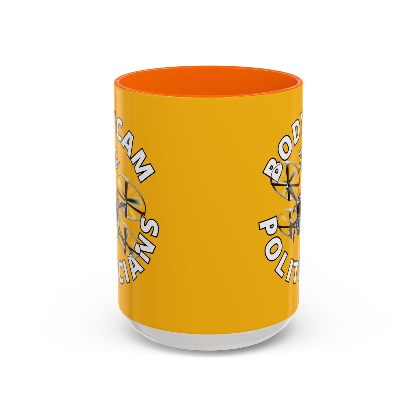 Bodycam the Politicians Drone Yellow Accent Mug by cypherpunkgear.com – cypherpunkgear.com | Cypherpunk Merch