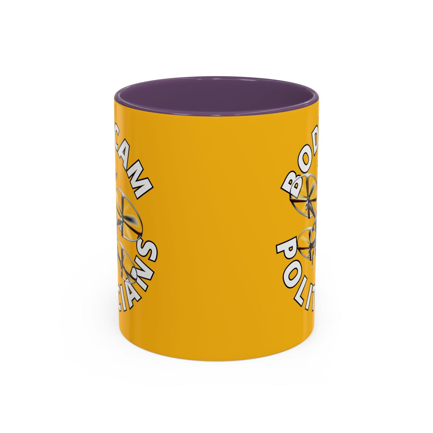 Bodycam the Politicians Drone Yellow Accent Mug by cypherpunkgear.com – cypherpunkgear.com | Cypherpunk Merch
