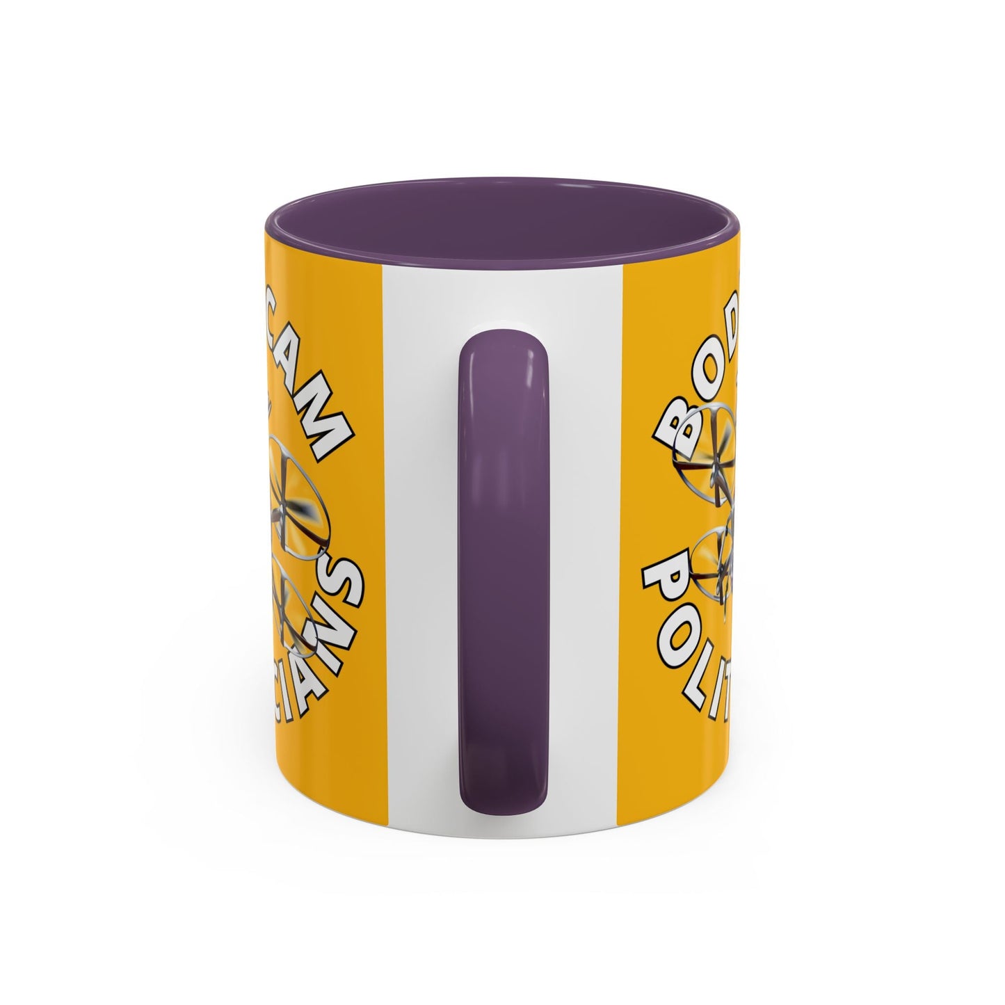 Bodycam the Politicians Drone Yellow Accent Mug by cypherpunkgear.com – cypherpunkgear.com | Cypherpunk Merch